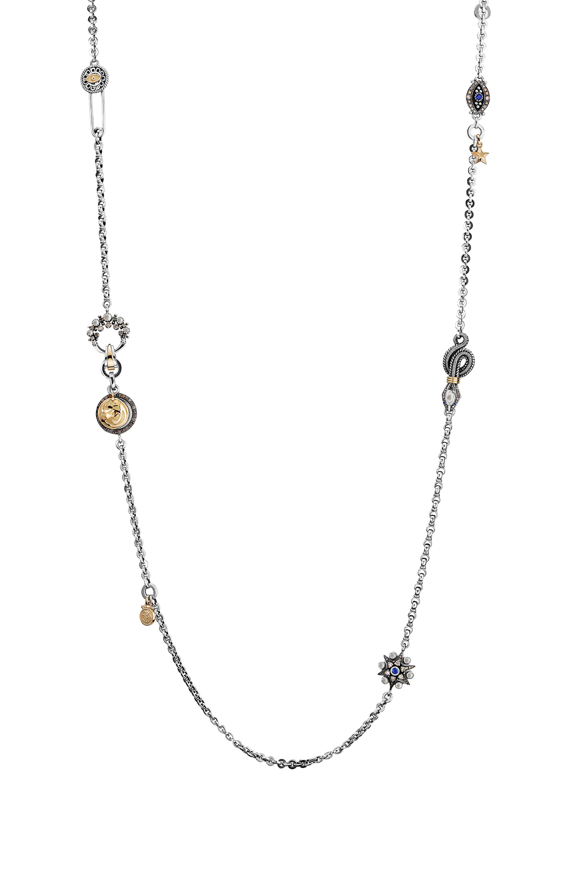 قلادة بحلية فضة إسترلينية وذهب عيار 18