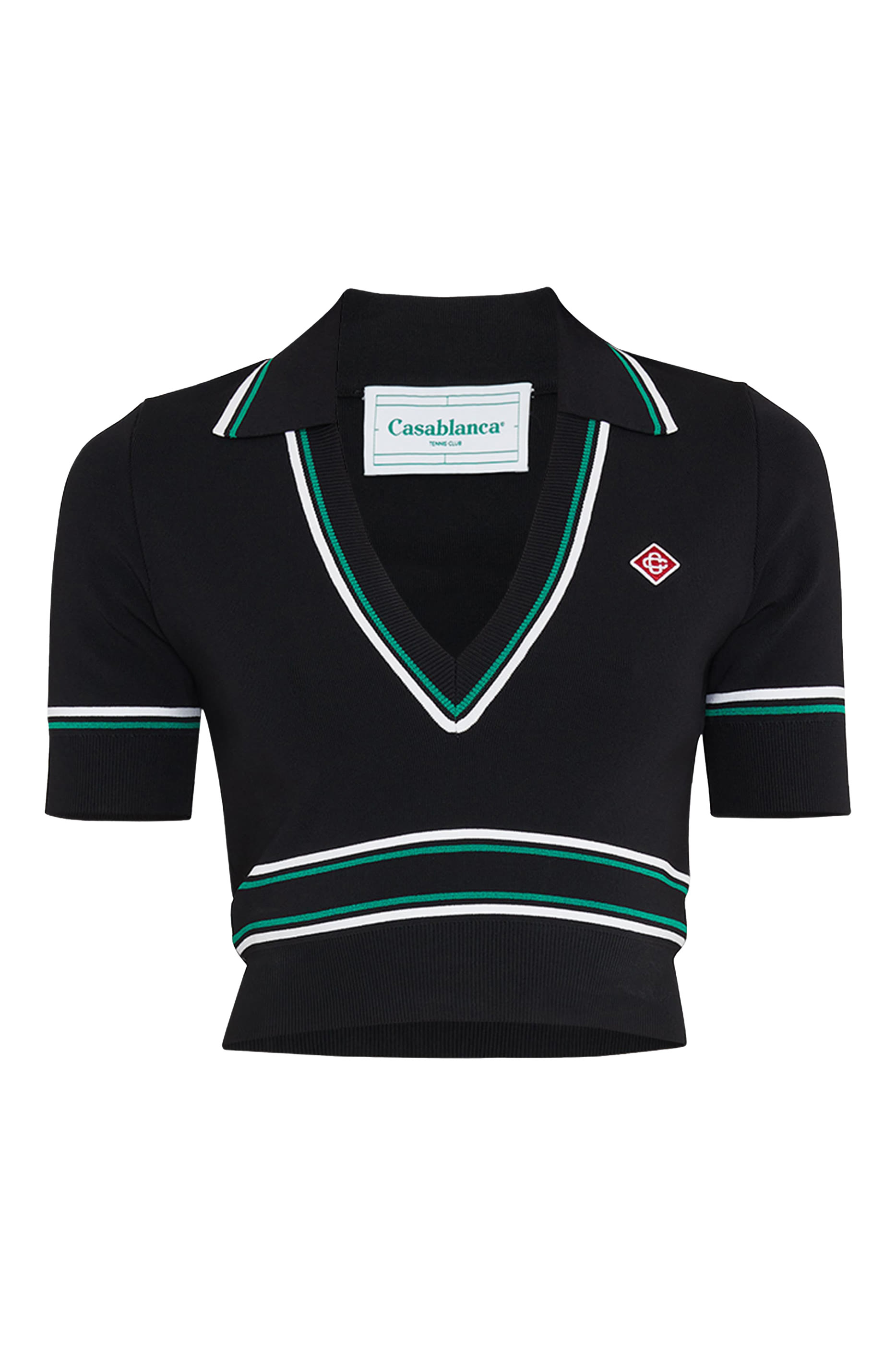 قميص بولو قصير بأكمام قصيرة ونقشة خطوط