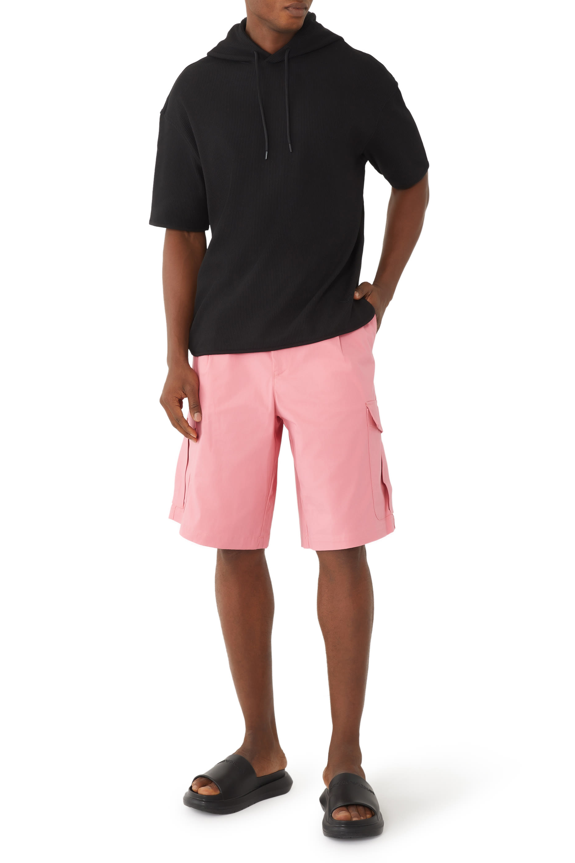 سويت شيرت بغطاء رأس ونقشة شعار الماركة بحجم صغير