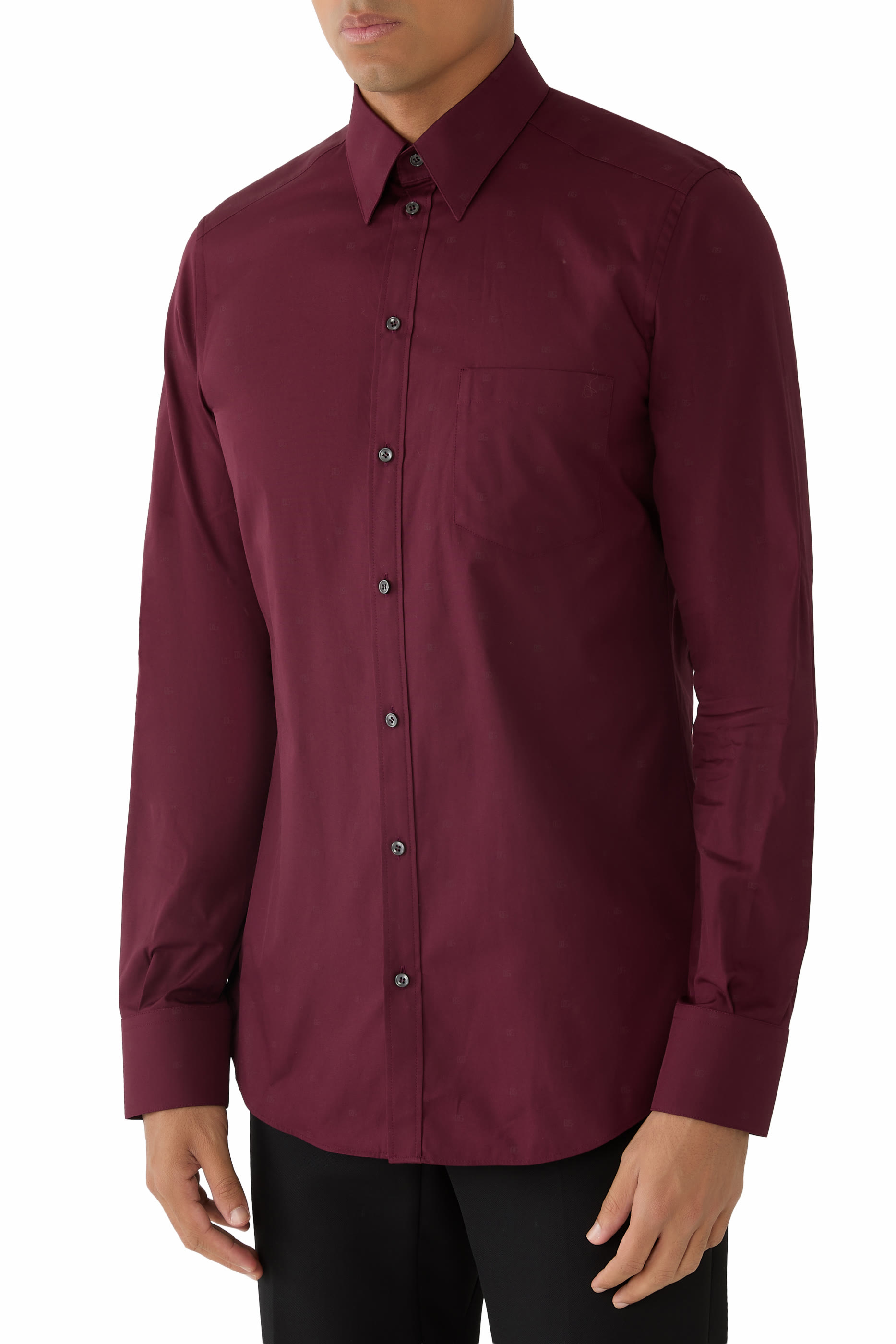 قميص بقصة عادية ونقشة شعار الماركة بوبلين