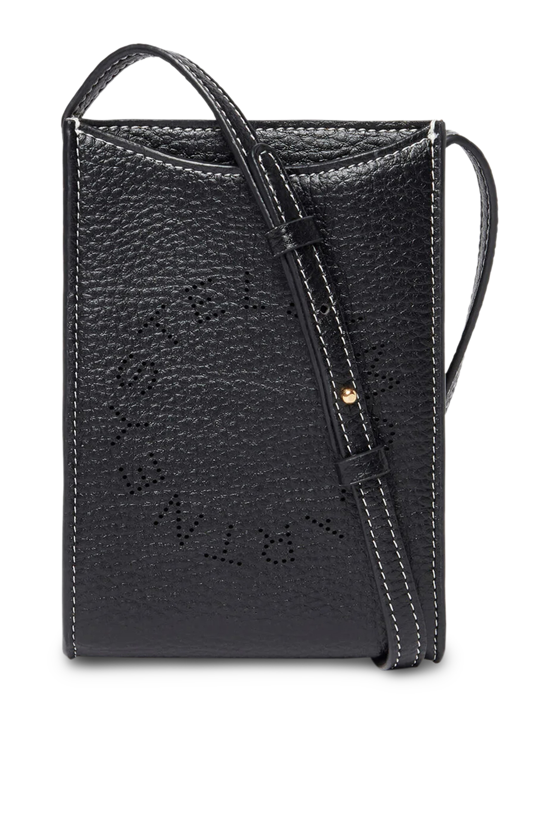 حقيبة كروس بودي صغيرة للهاتف بشعار الماركة جلد نباتي بارز الملمس