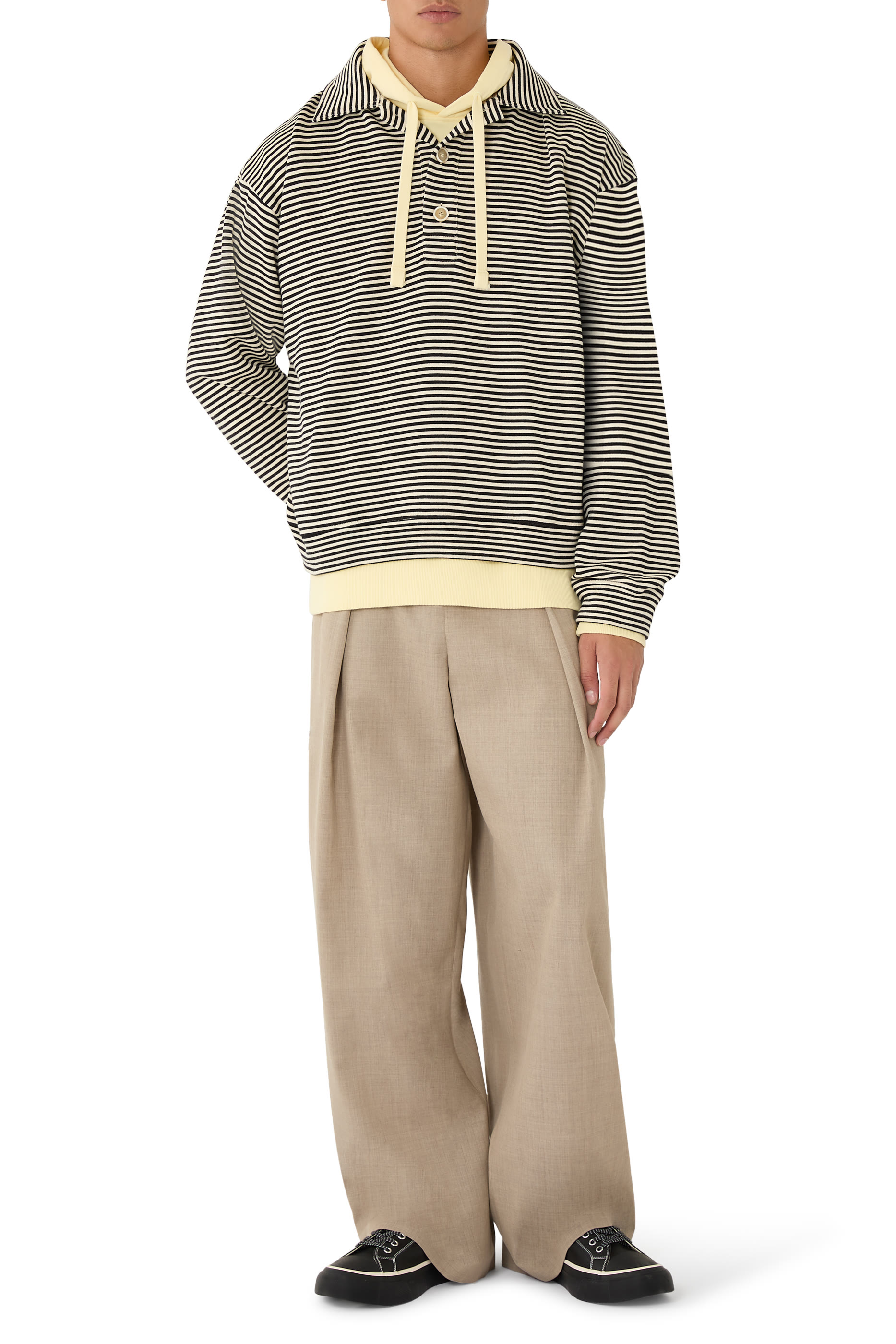 Sailor Stripe Cotton Polo Sweatshirt