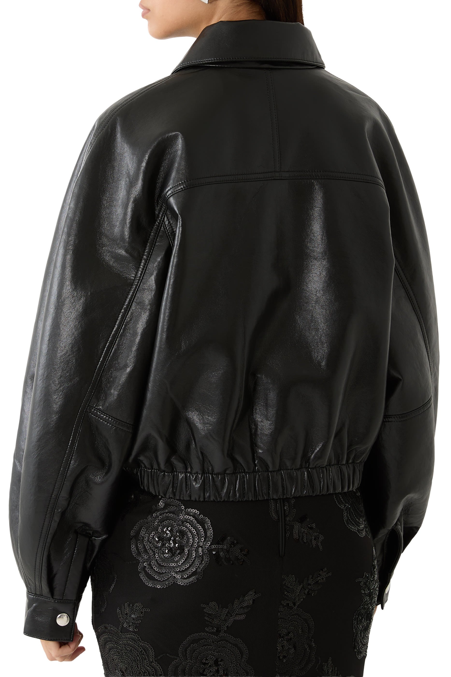 جاكيت بومبر ديسكون جلد معاد تدويره