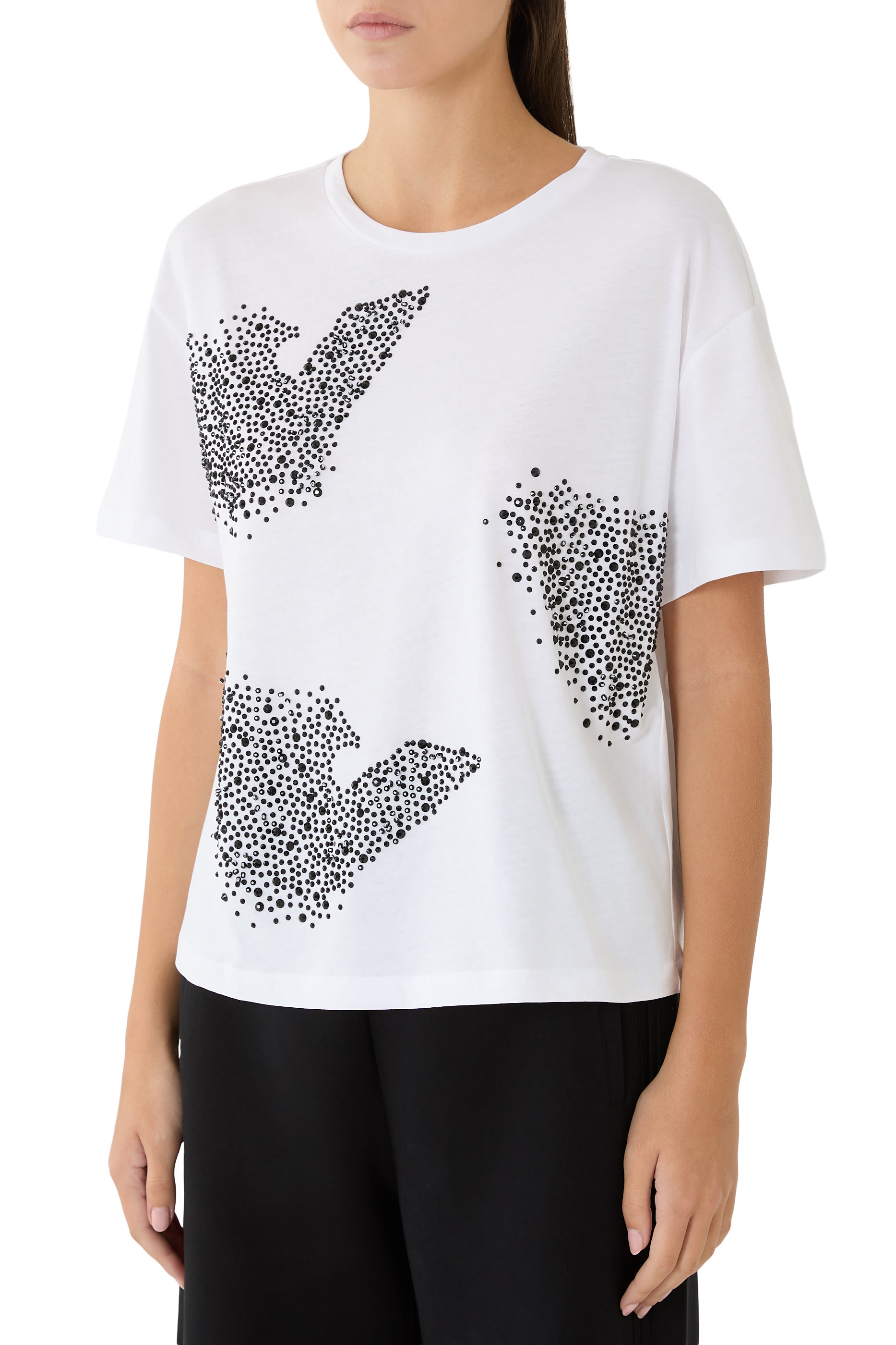 Rhinestone Eagle Logo Jersey T-Shirt