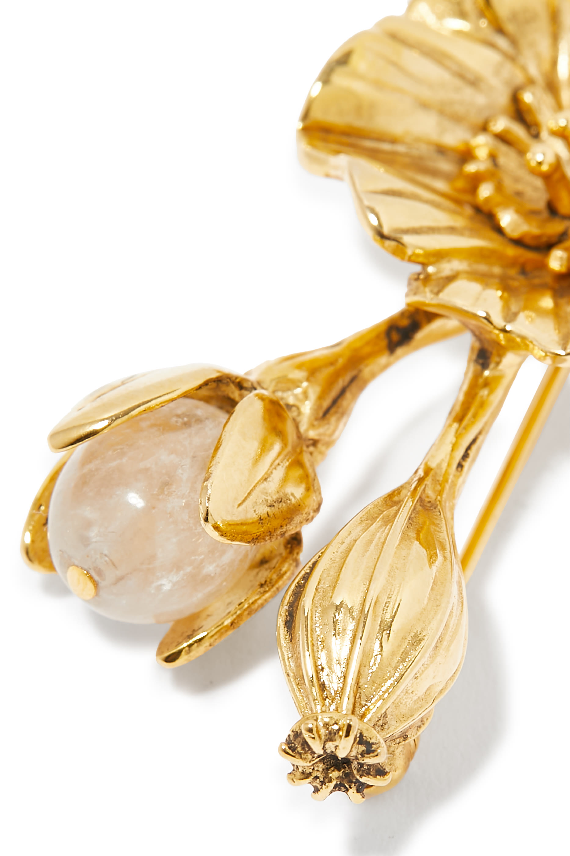 بروش بوكيه فلور دو بافوت مرصع بأحجار كريستالية طبيعية، نحاس مطلي بذهب عيار 24