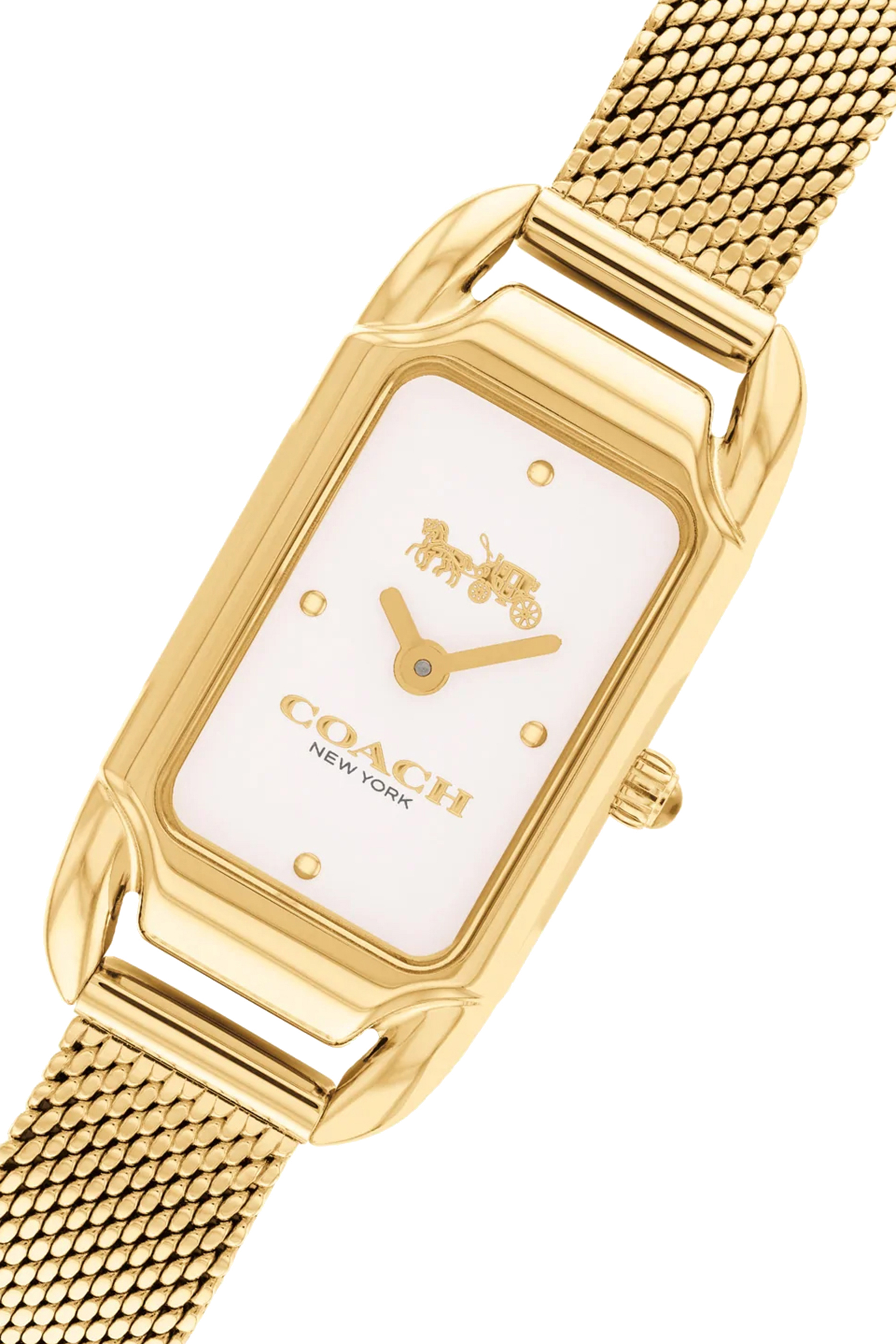 ساعة كادي ستانلس ستيل شبكي ذهبي اللون