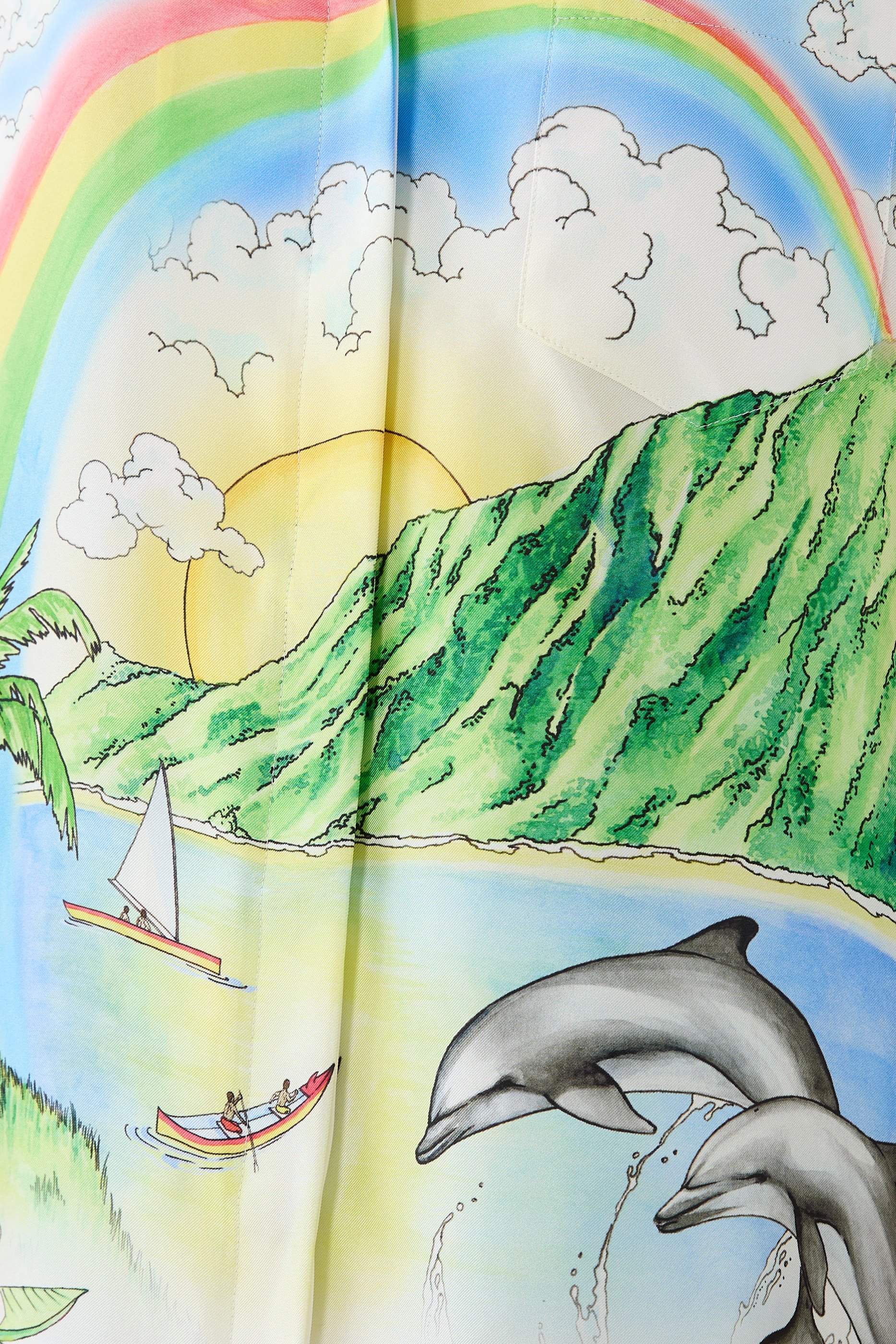 قميص ألوها بأكمام قصيرة حرير