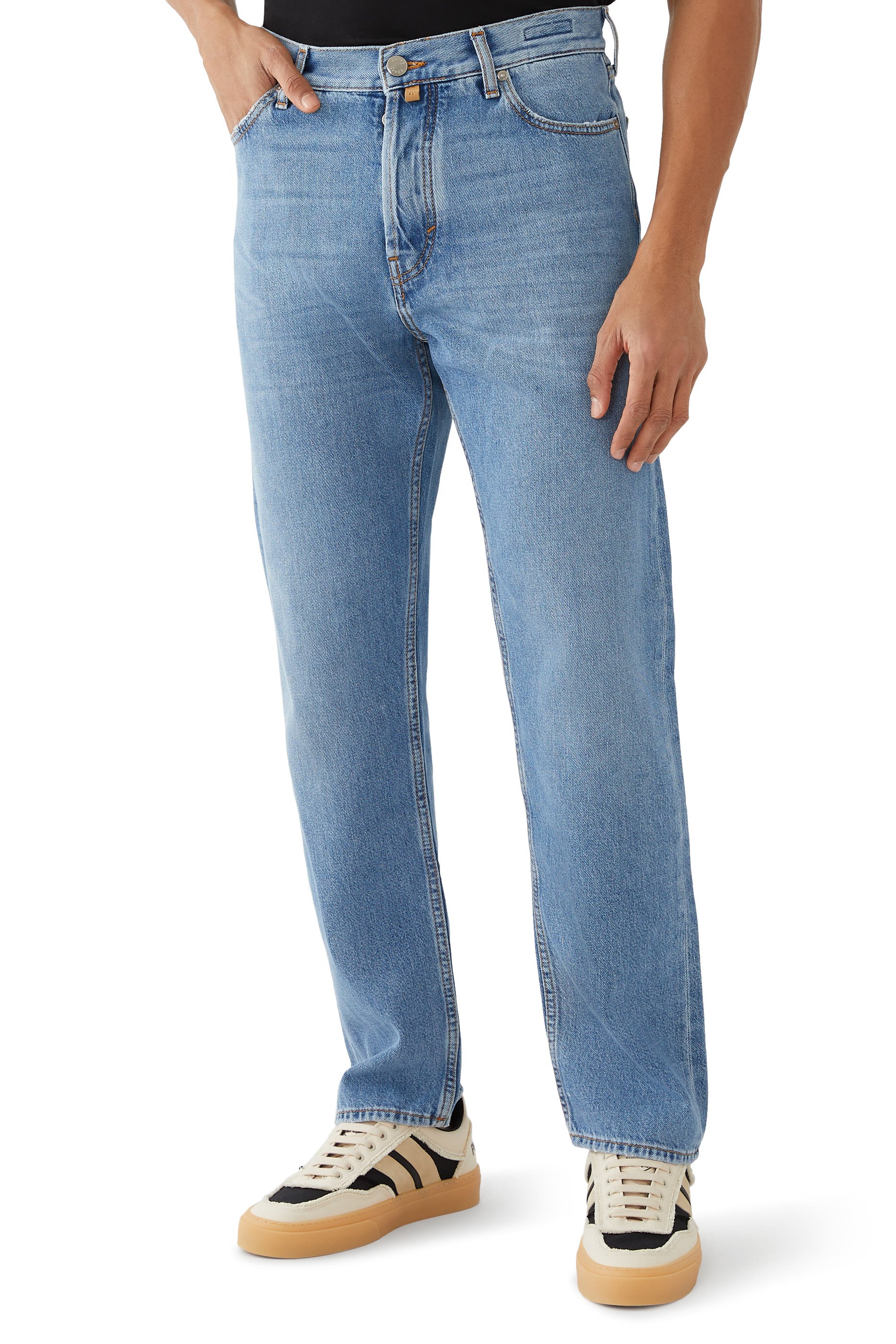 بنطال سيان بقصة ساق مستقيمة وخمسة جيوب