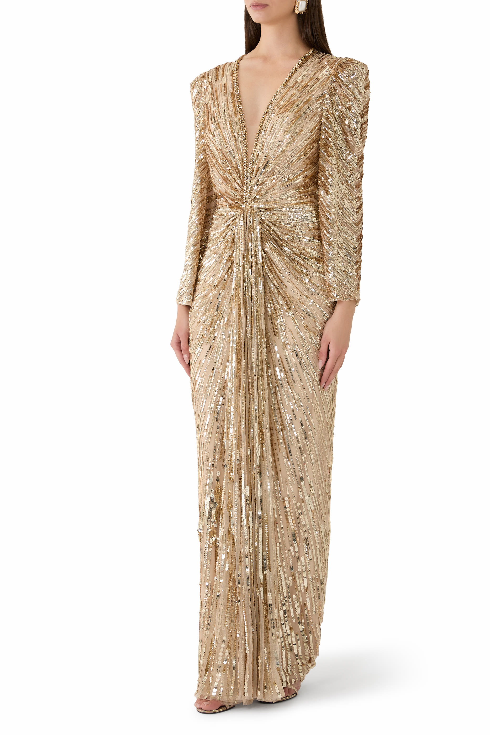 فستان سهرة بأكمام طويلة