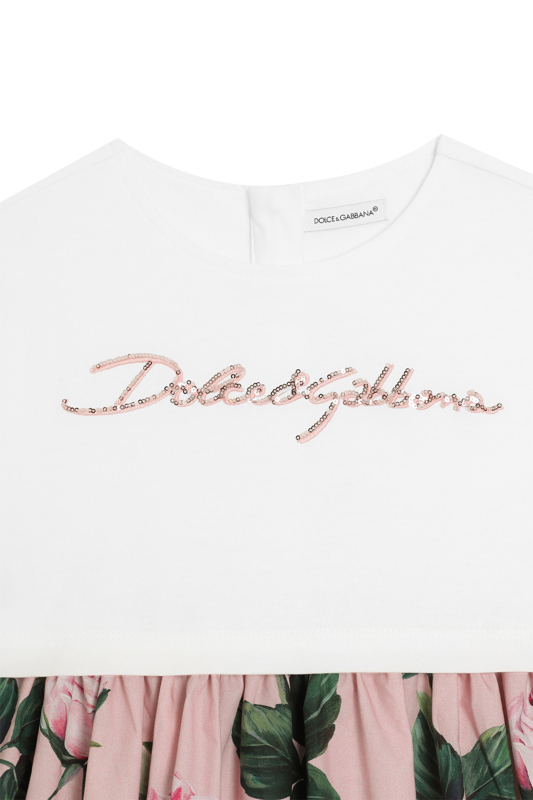 فستان بطبعة زهور وشعار الماركة للأطفال