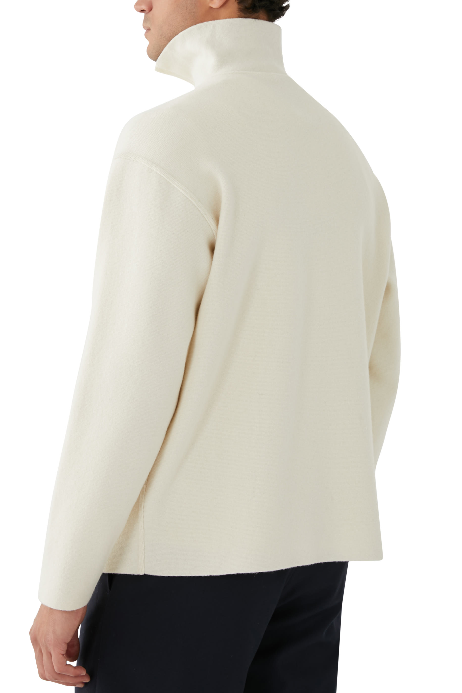 كنزة نسيج مضلع صوف ميلانو ثقيل