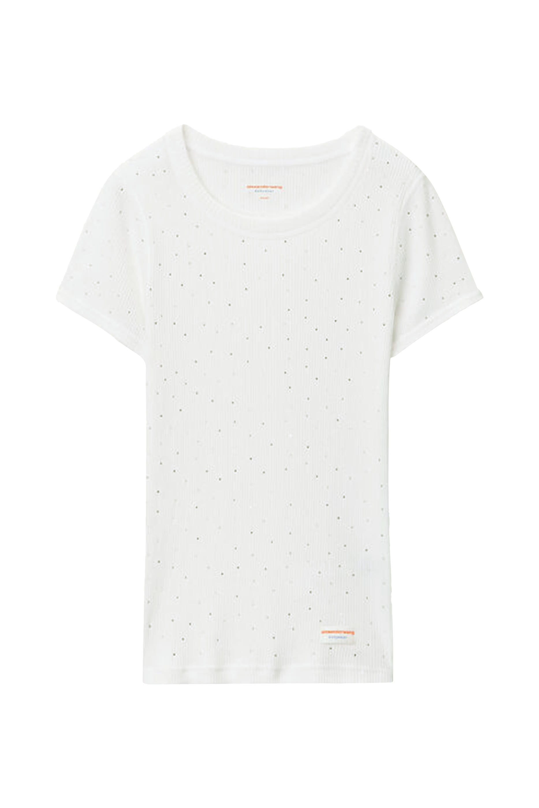 تيشيرت بأكمام قصيرة وشعار الماركة المثبت حراريا