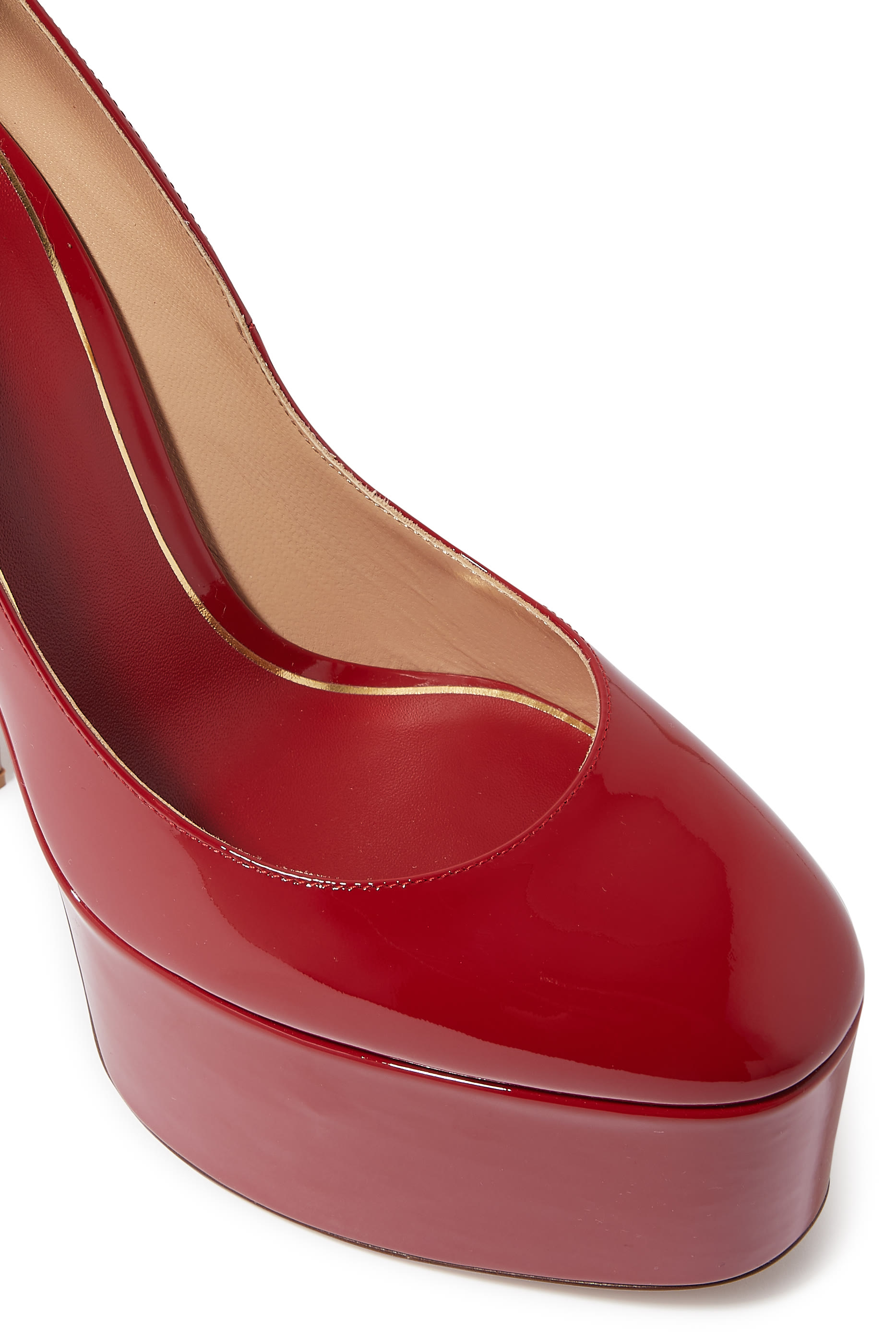 حذاء كلاسيك فالنتينو غارافاني تان جو بنعل سميك جلد لامع بكعب 155 مم