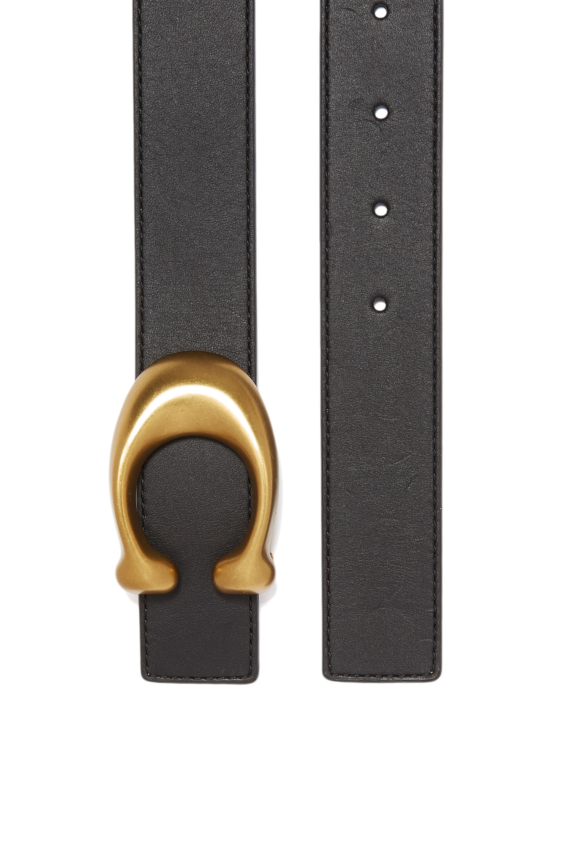 حزام بوجهين وإبزيم بشعار الماركة