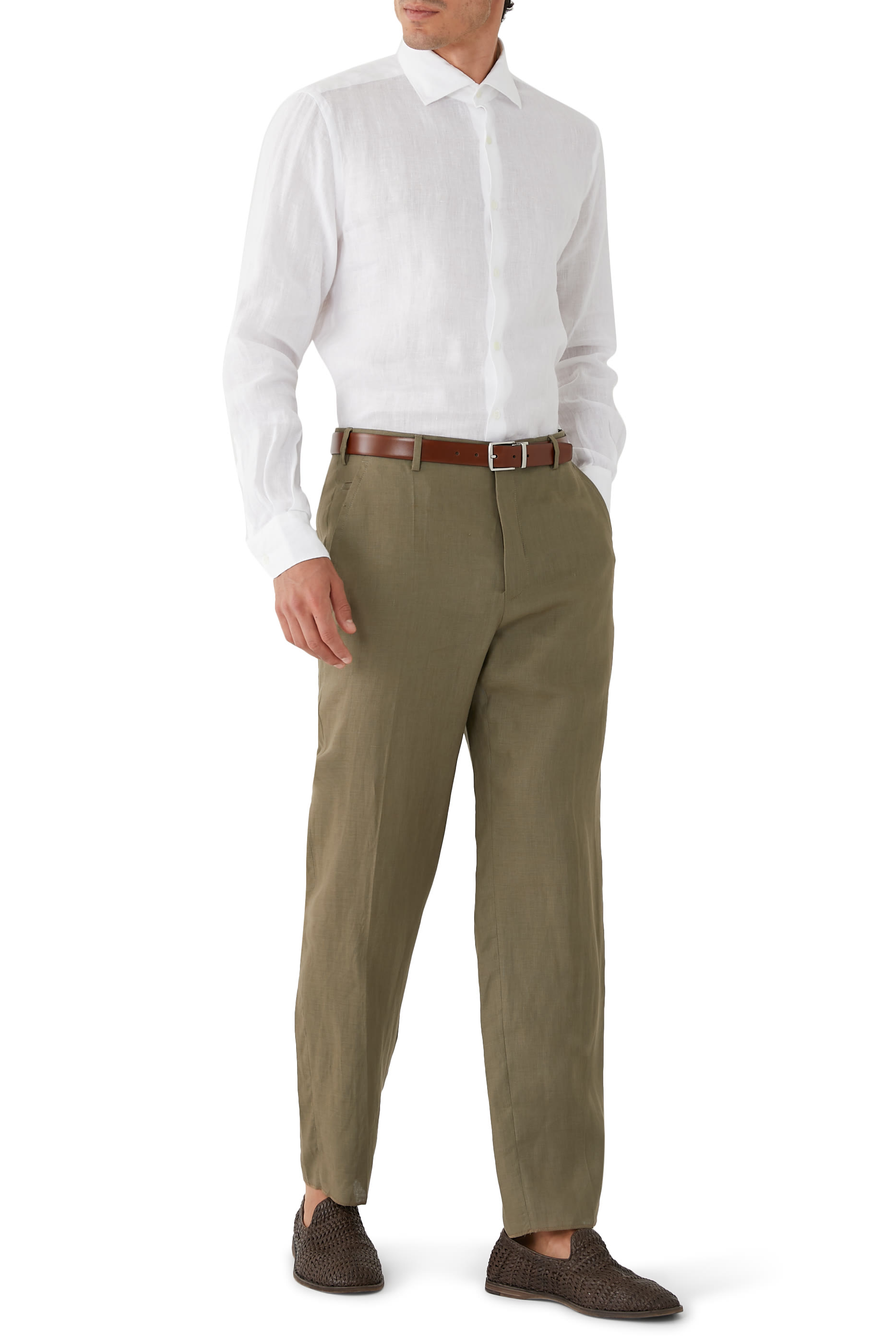 قميص كتان بقصة ضيقة