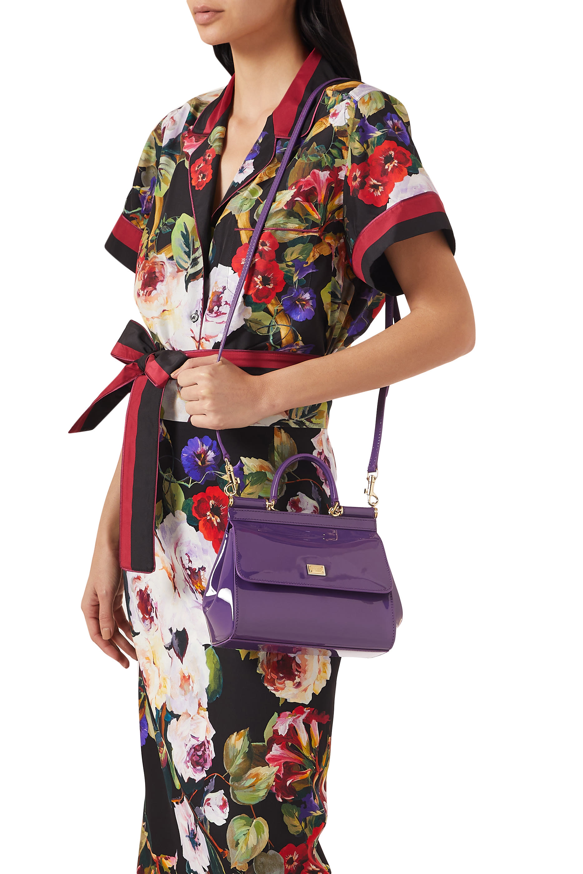 حقيبة يد سيسيلي متوسطة جلد لامع