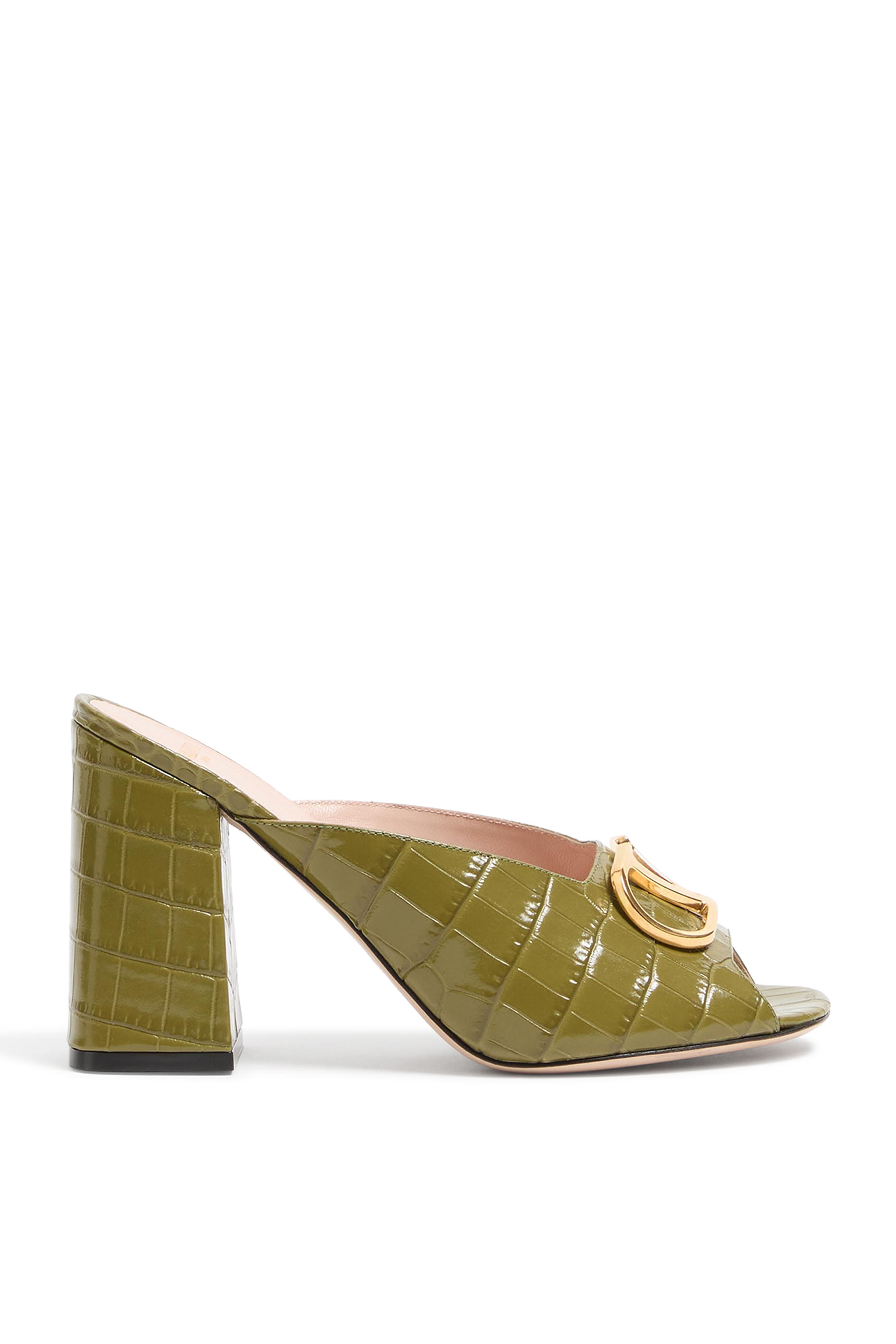 صندل 95 بحلية شعار الماركة جلد عجل بنقشة