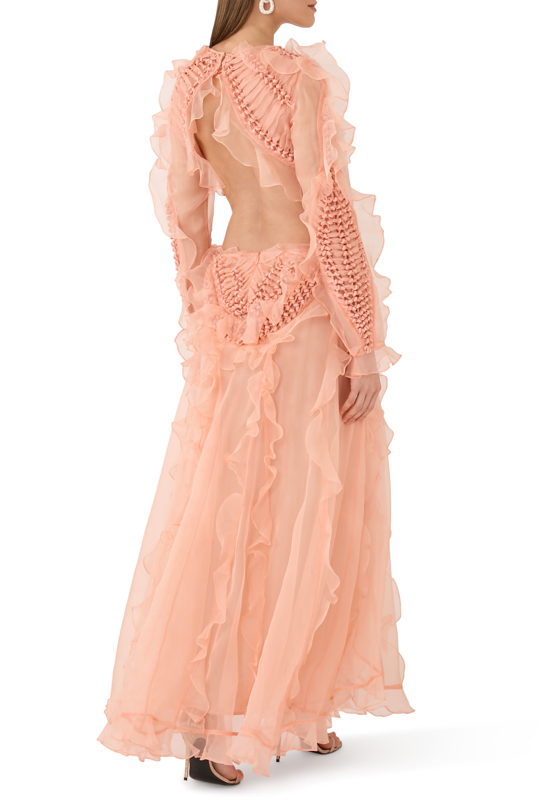 فستان بالنس طويل بتصميم مجدول