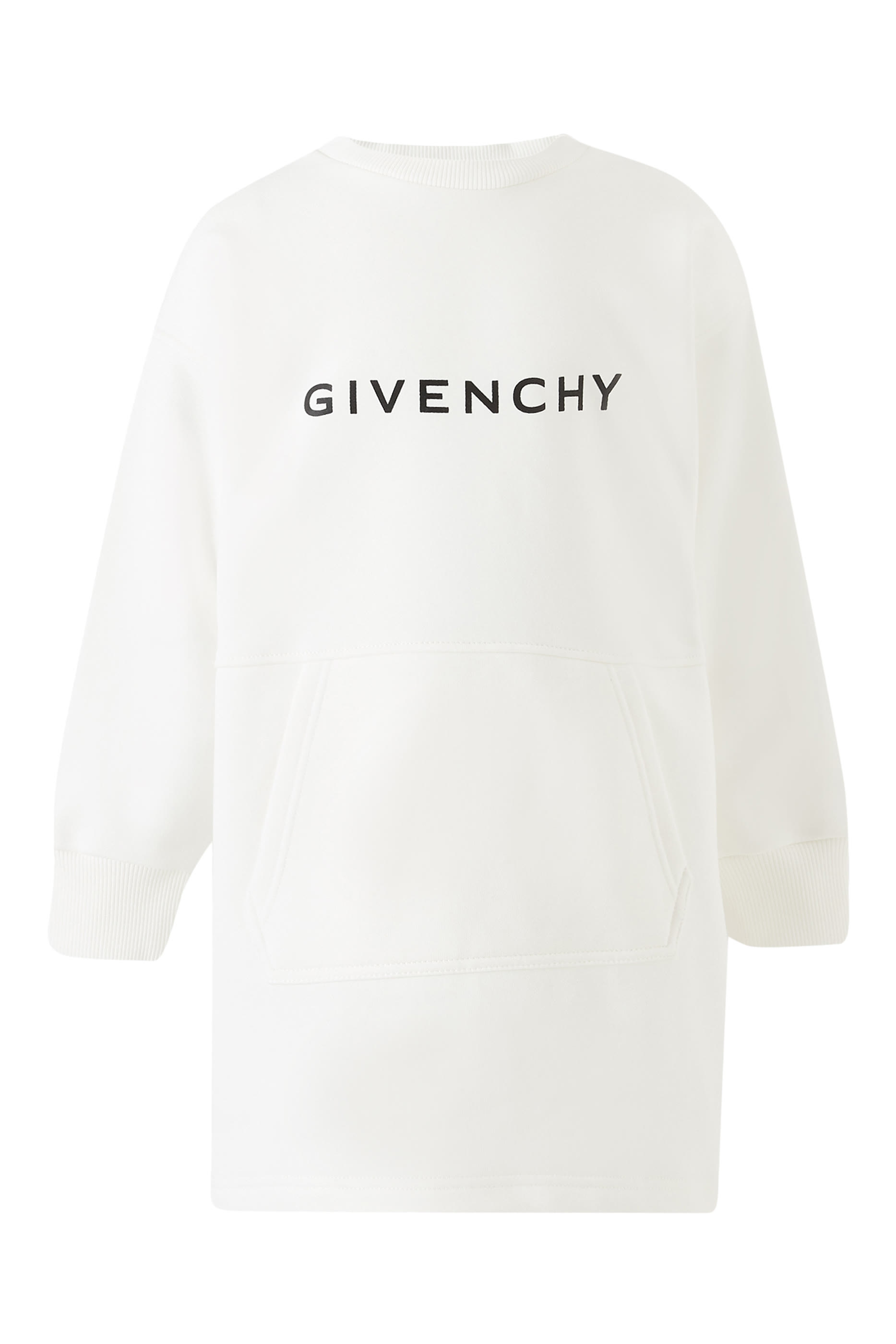 فستان بجيوب كنغر بشعار الماركة للأطفال