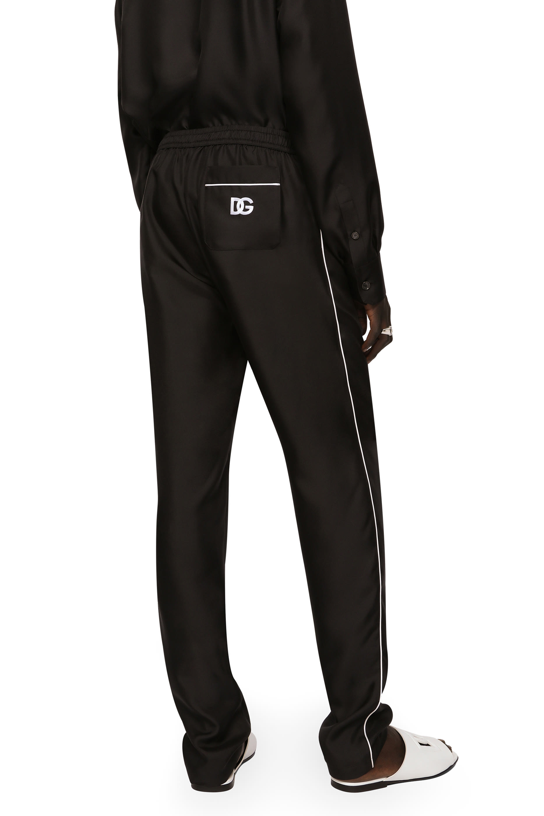 بنطال رياضي حرير برقعة شعار الماركة