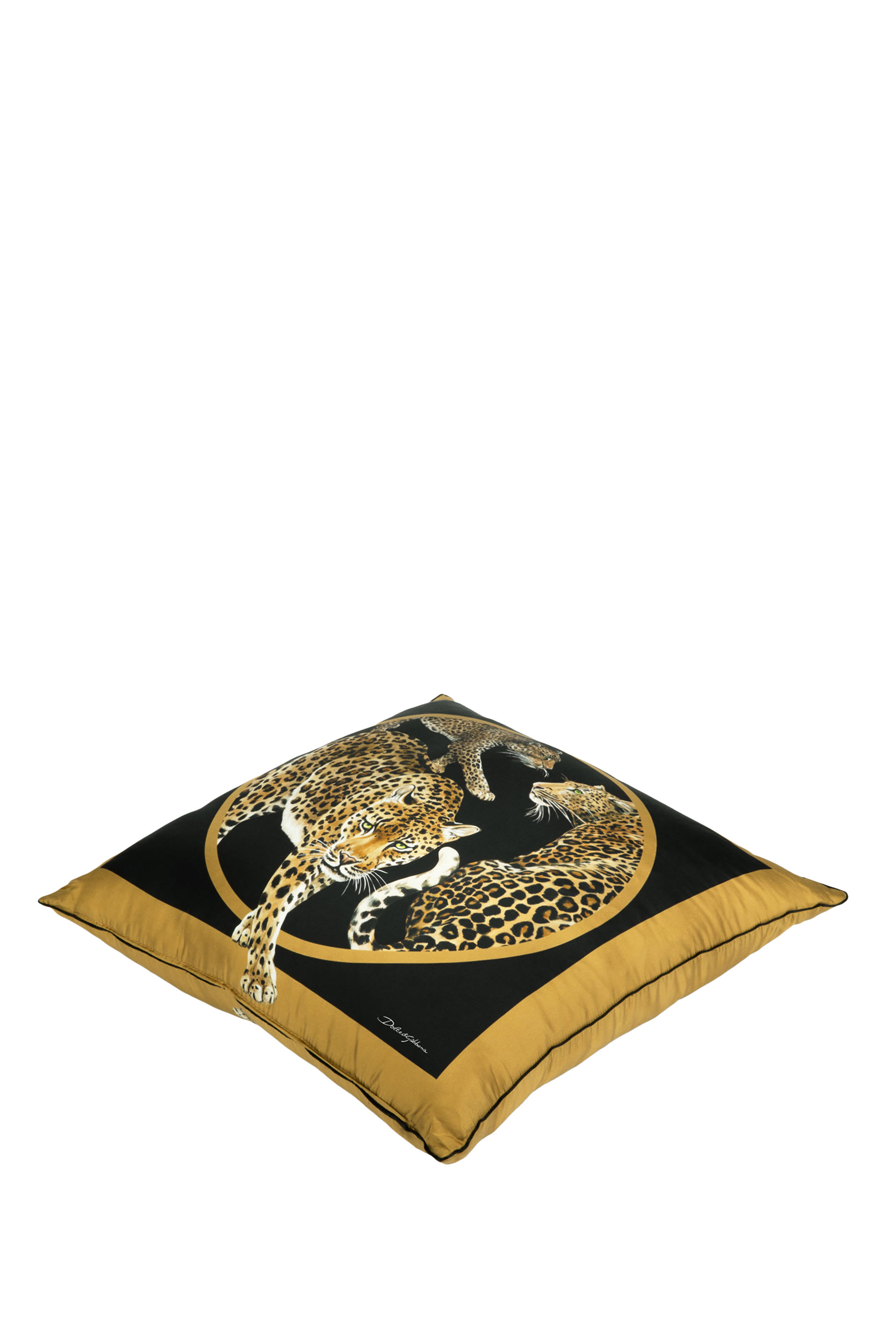 وسادة متوسطة بنقشة 3 فهود حرير تويل