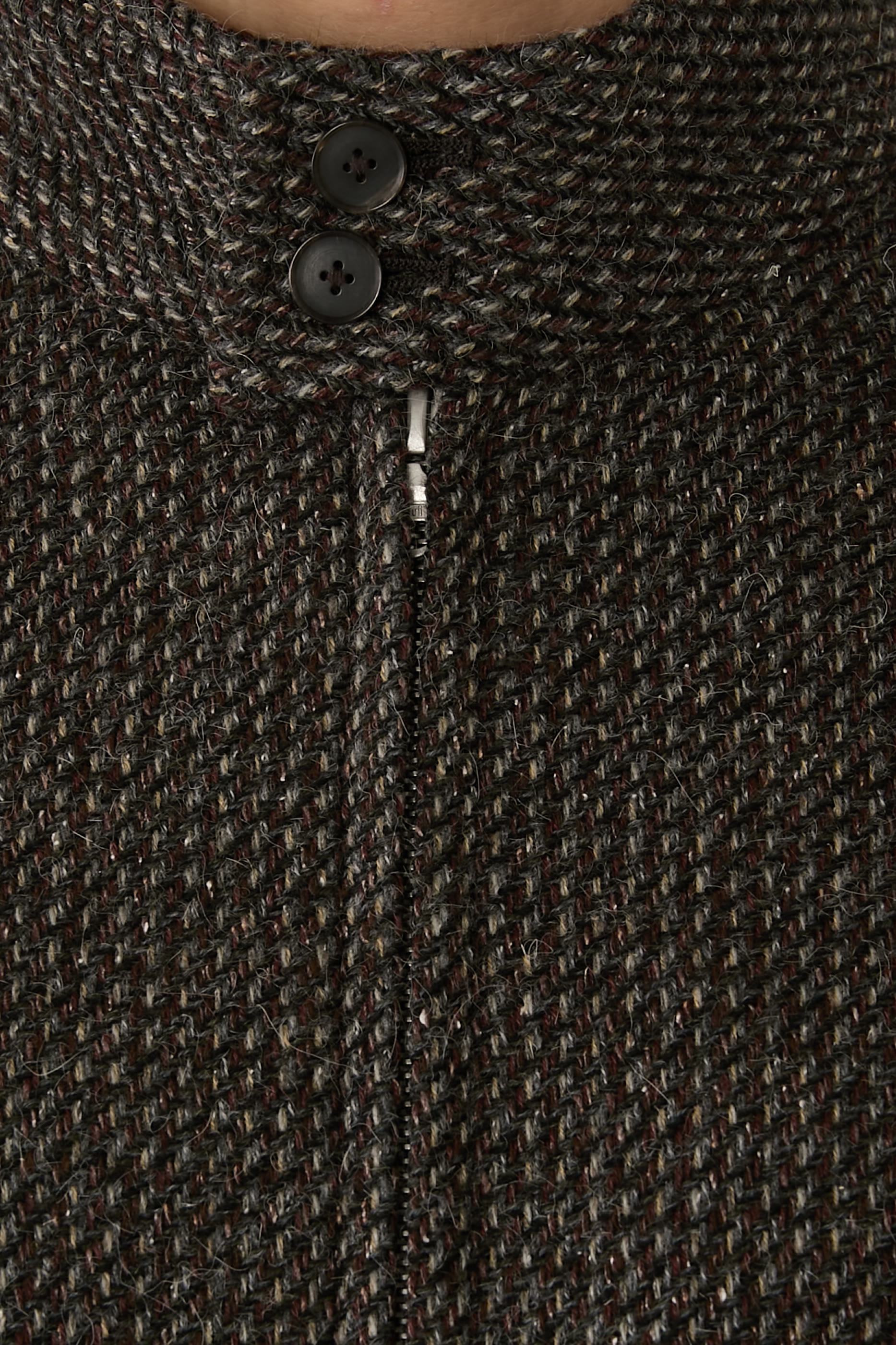 Alpaca Wool Silk Tweed Zip Blouson 