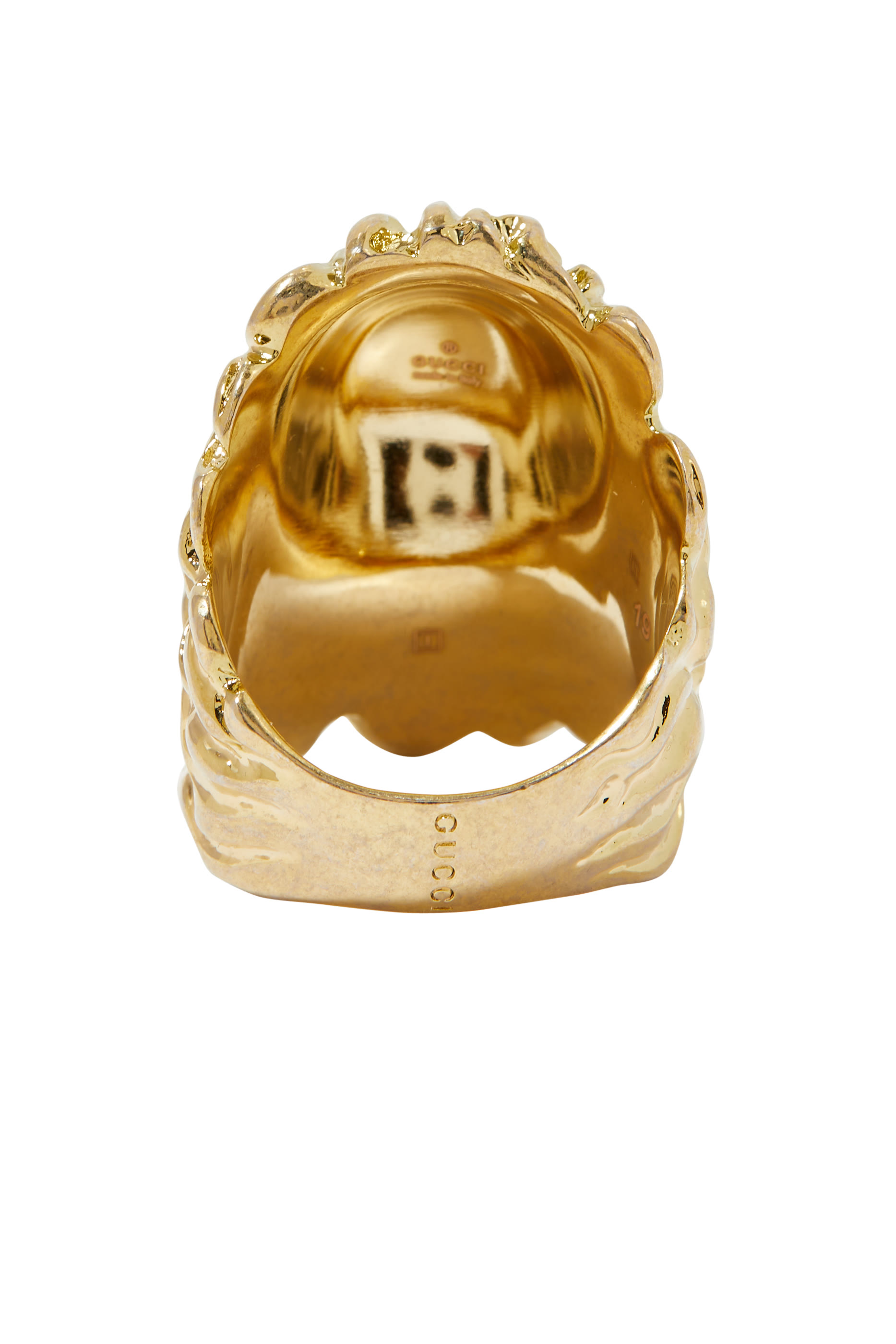 خاتم بتصميم رأس أسد بارز مرصع بكريستال