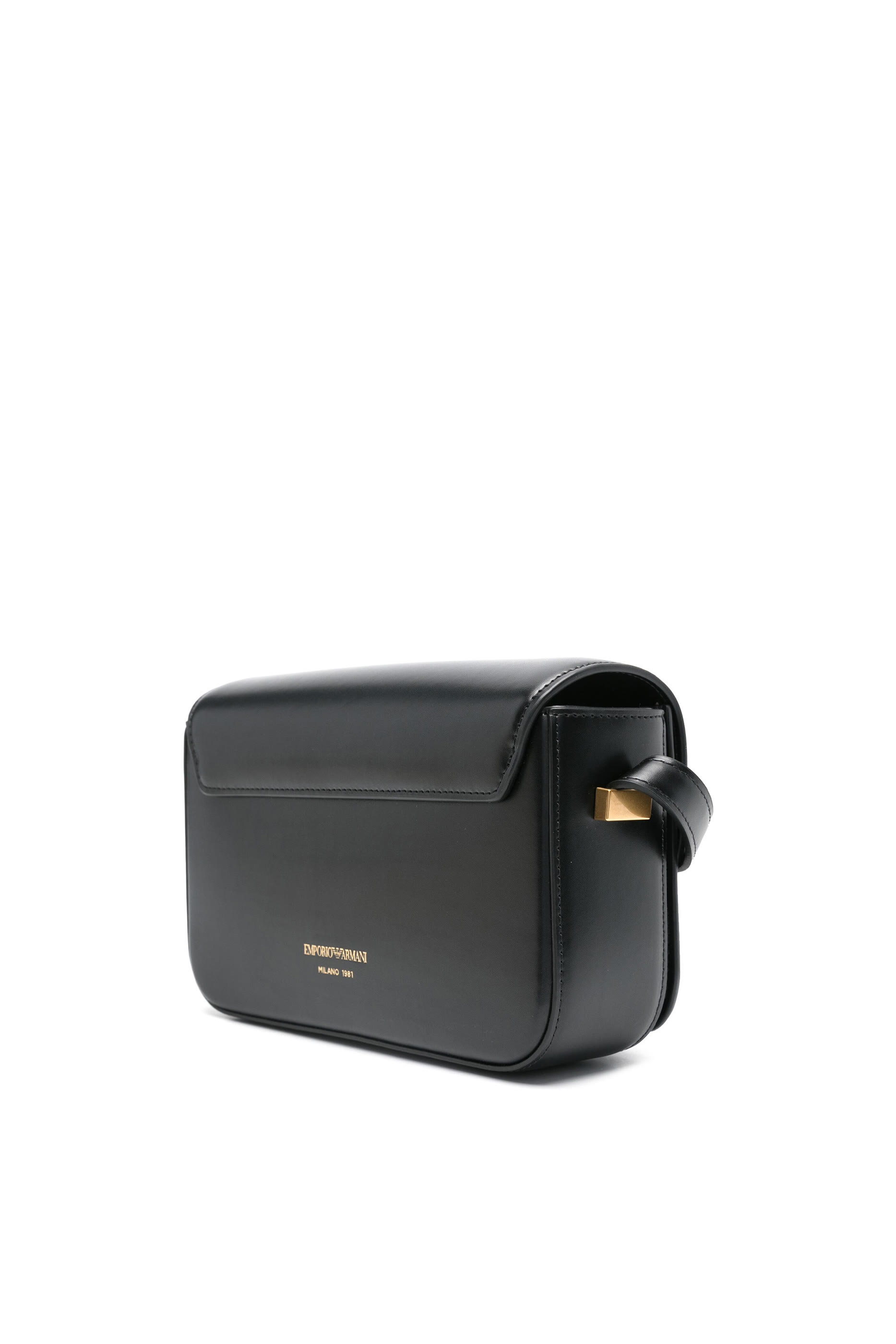 حقيبة كتف بحلية معدنية بشعار الماركة جلد ناعم