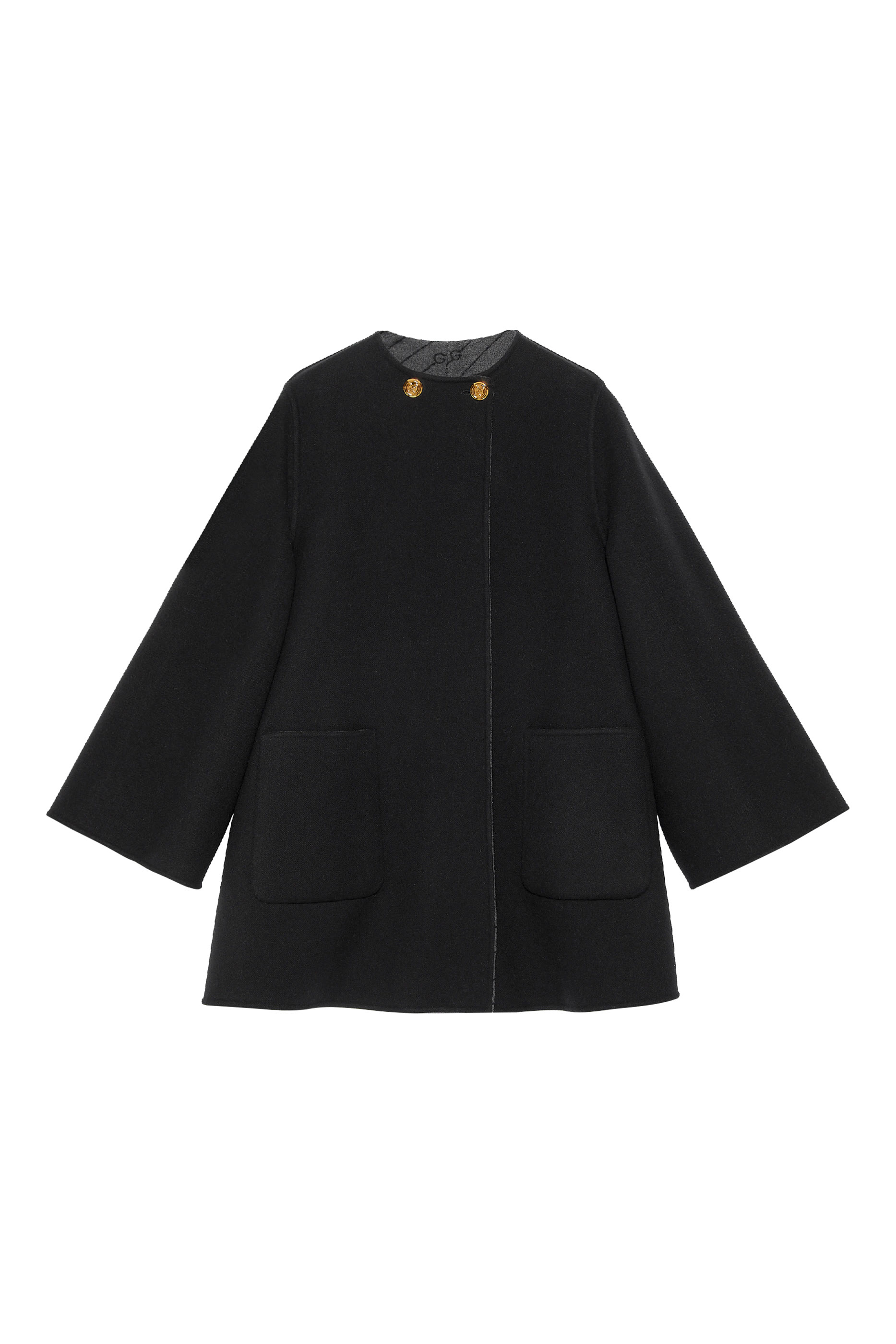 معطف صوف تويد بنقشة حرفي شعار الماركة وخطوط مائلة