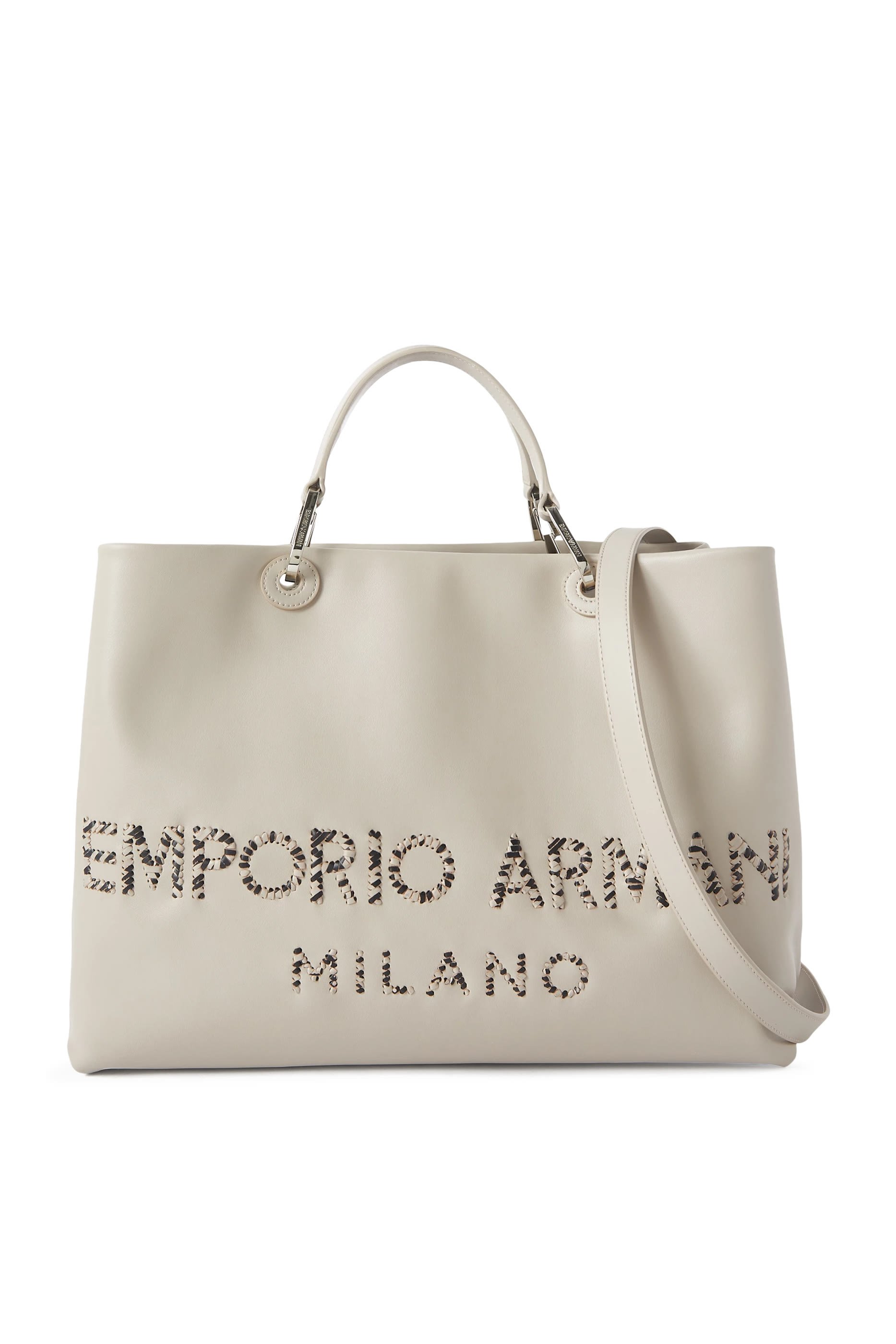 حقيبة يد بشعار الماركة جلد