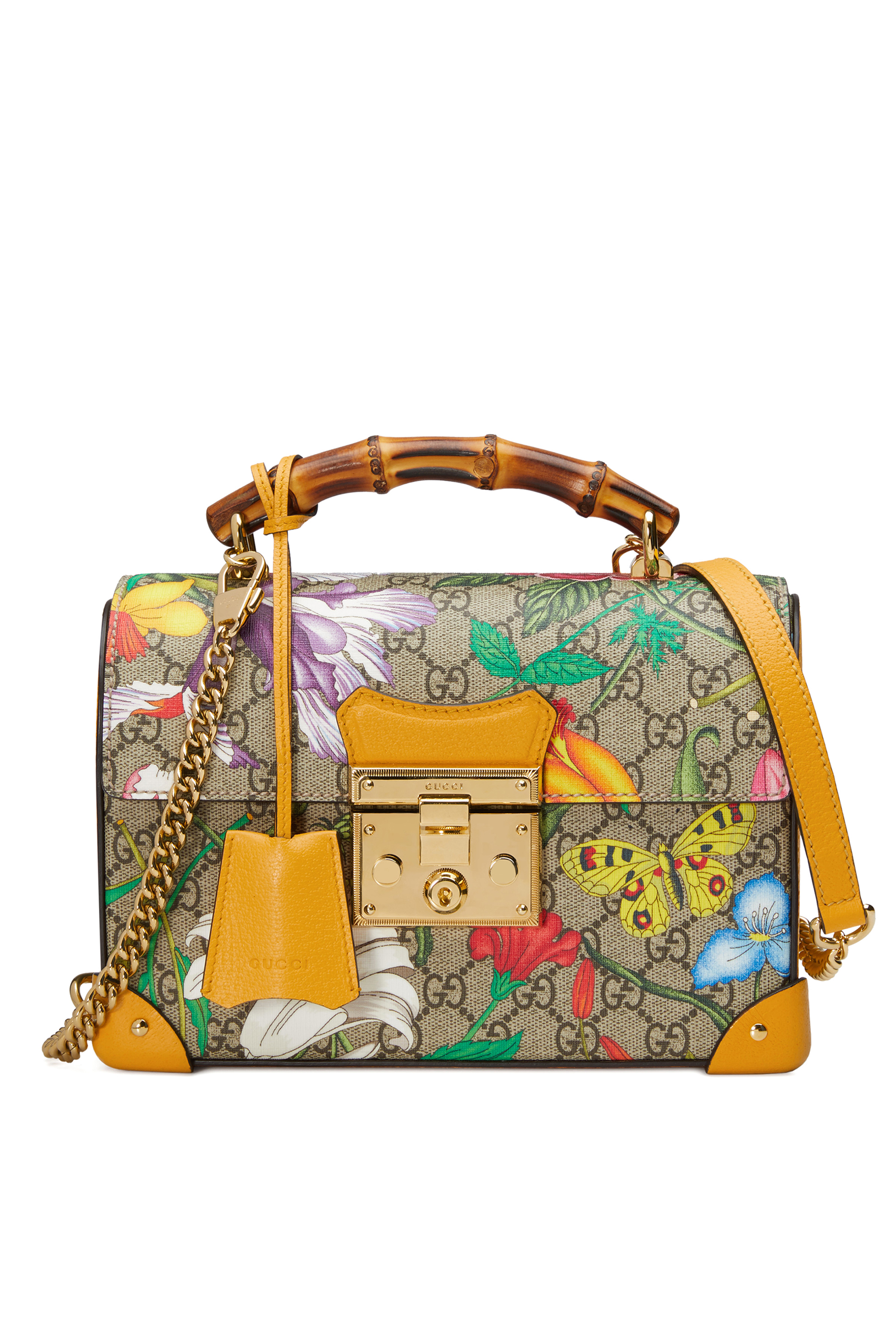 حقيبة كتف صغيرة سوبريم بحرفي GG بيد بامبو وقفل