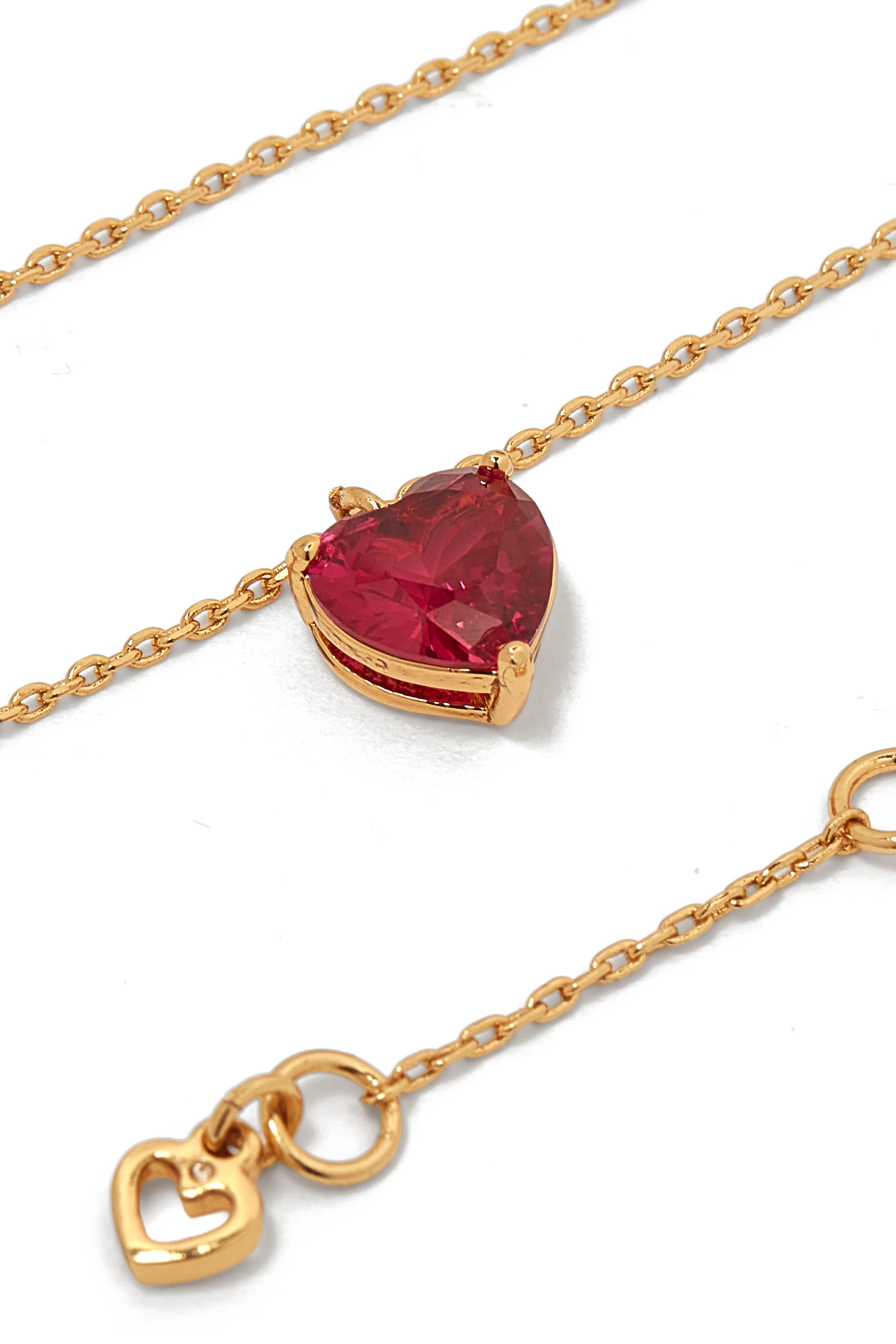 قلادة ماي لوف جولاي بدلاية بتصميم قلب بحجر زركونيا مكعب، معدن مطلي