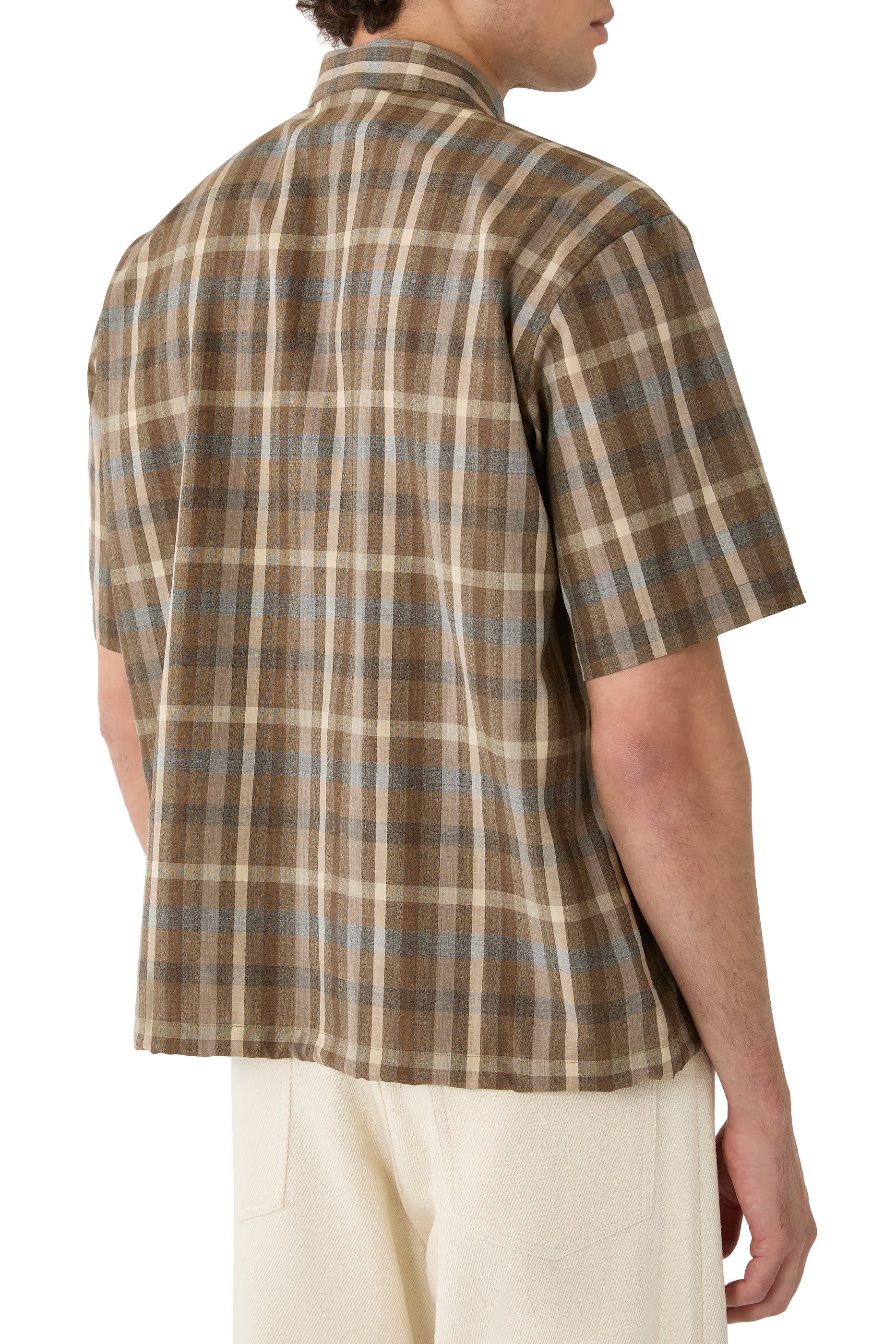 قميص بنقشة مربعات صوف استوائي فائق النعومة