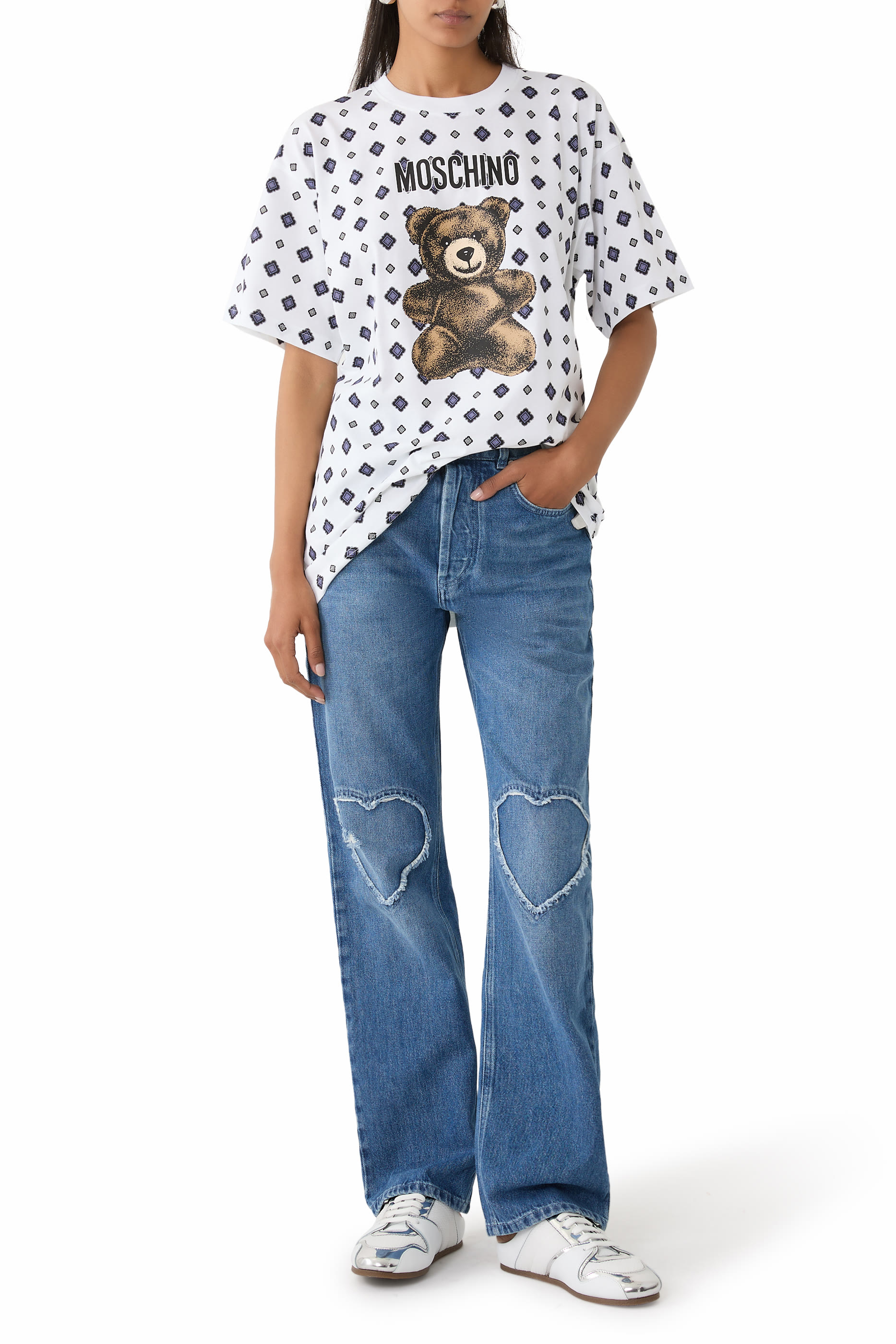 تيشيرت بنقشة الدب تيدي وشعار الماركة