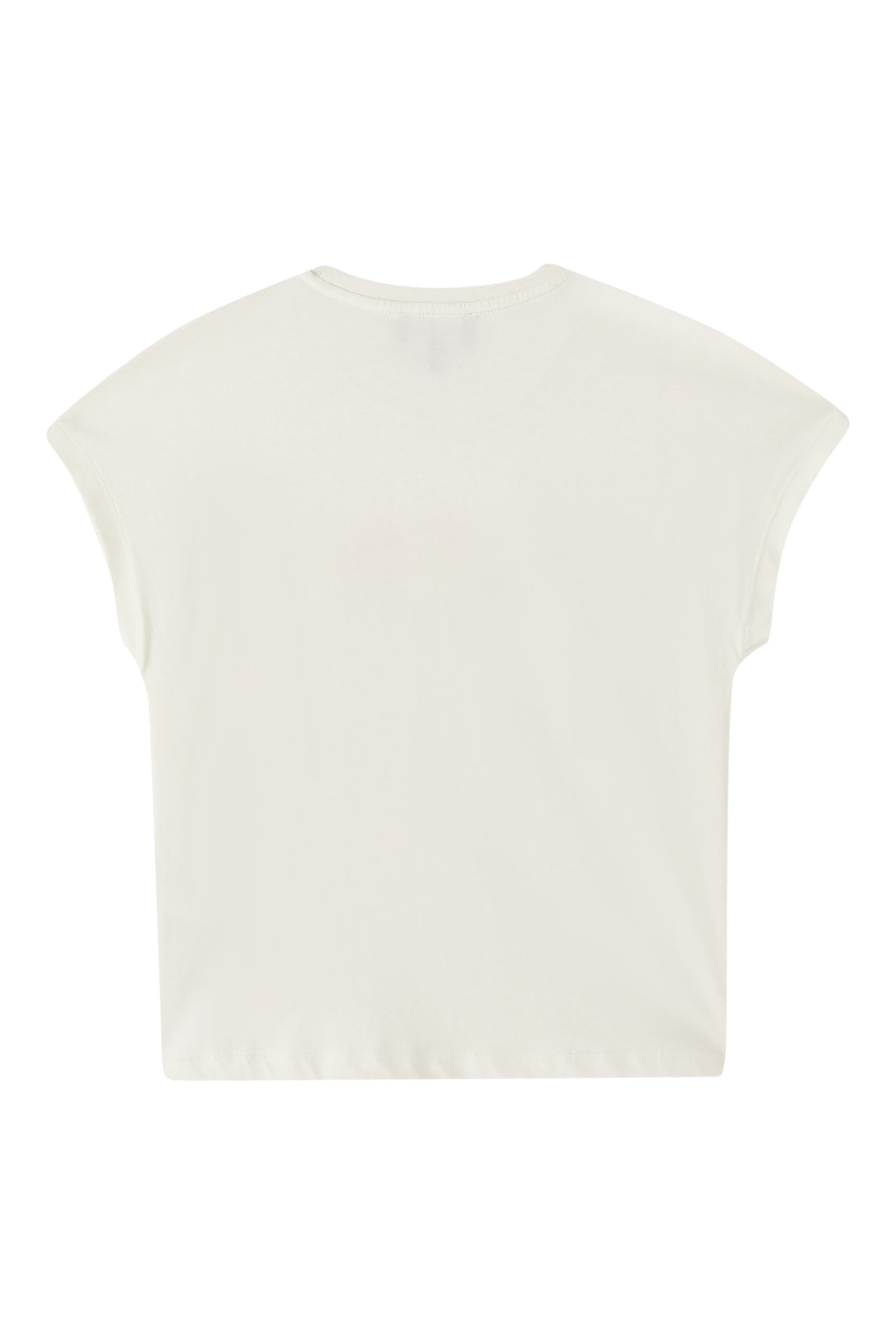 تيشيرت بشعار الماركة وتطريز زهور للأطفال