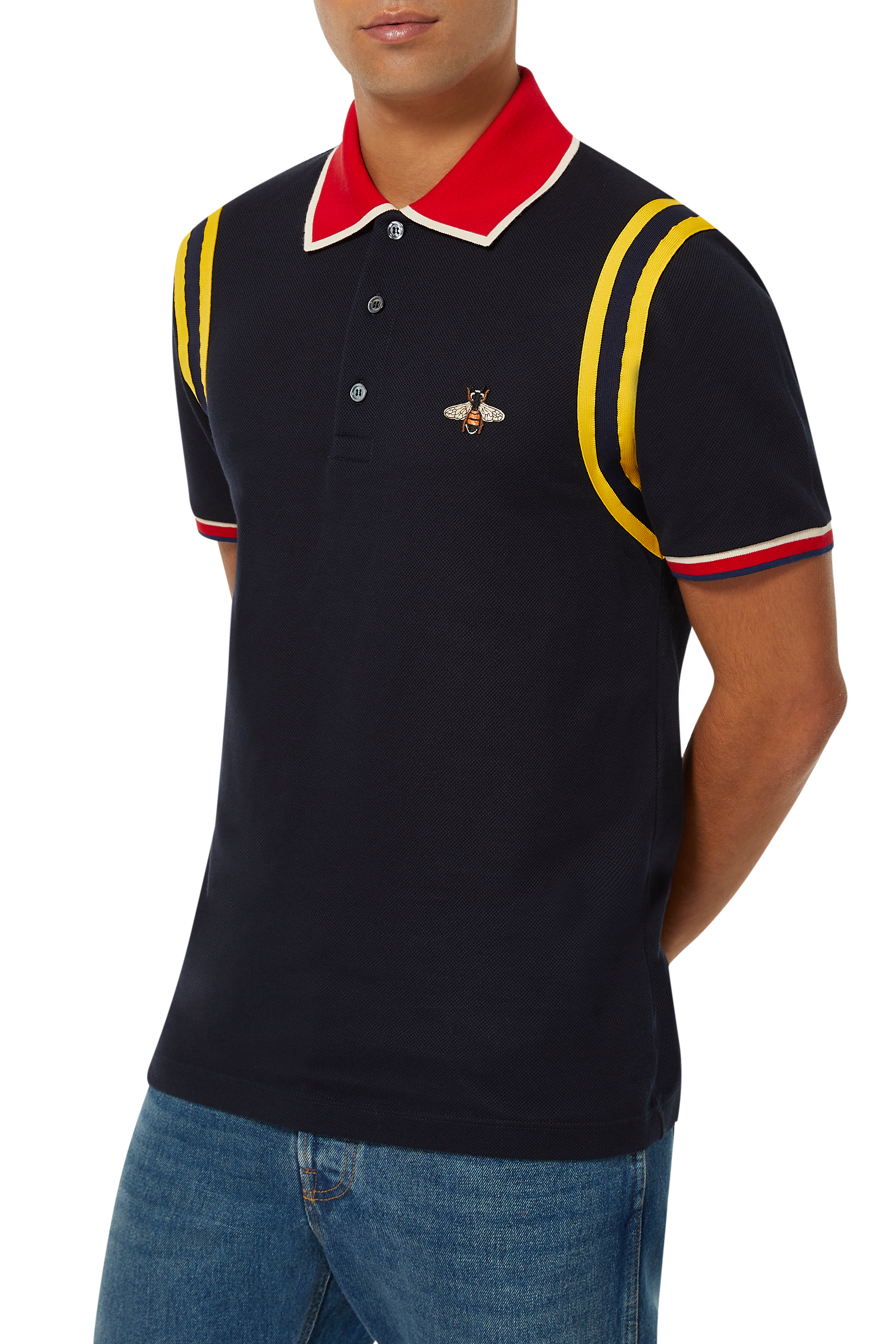 تي شيرت بولو قطن مزين بنحلة