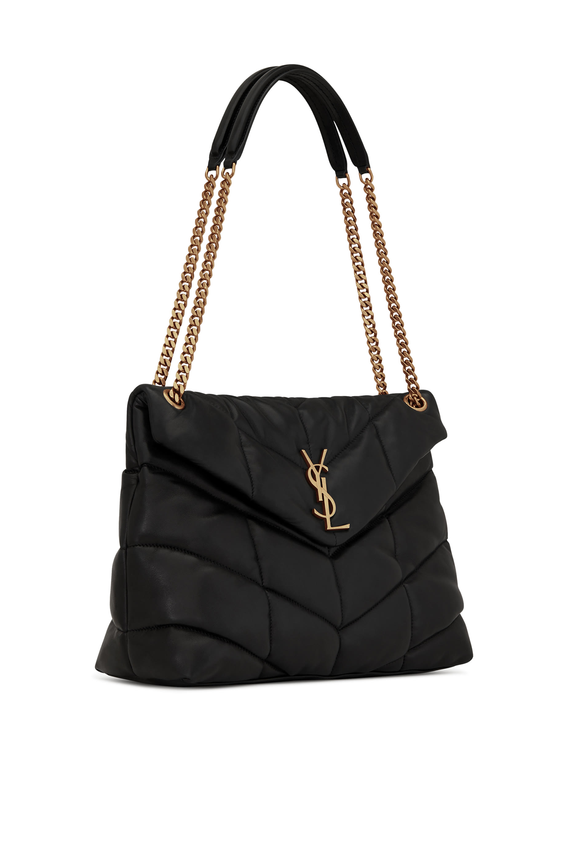 حقيبة متوسطة جلد خروف بتصميم منفوخ 