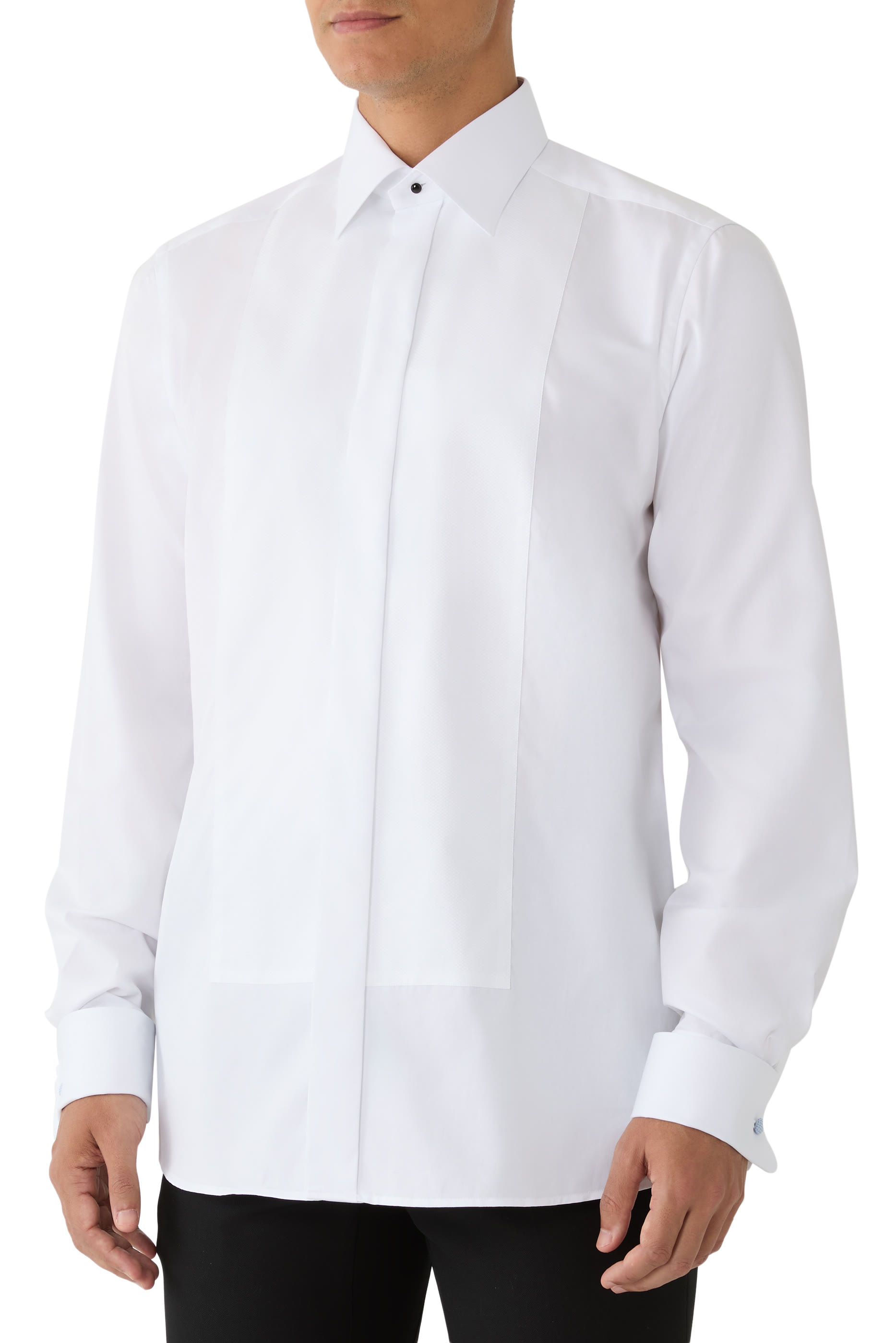 قميص رسمي بتصميم صدرية في الأمام قماش دوبي