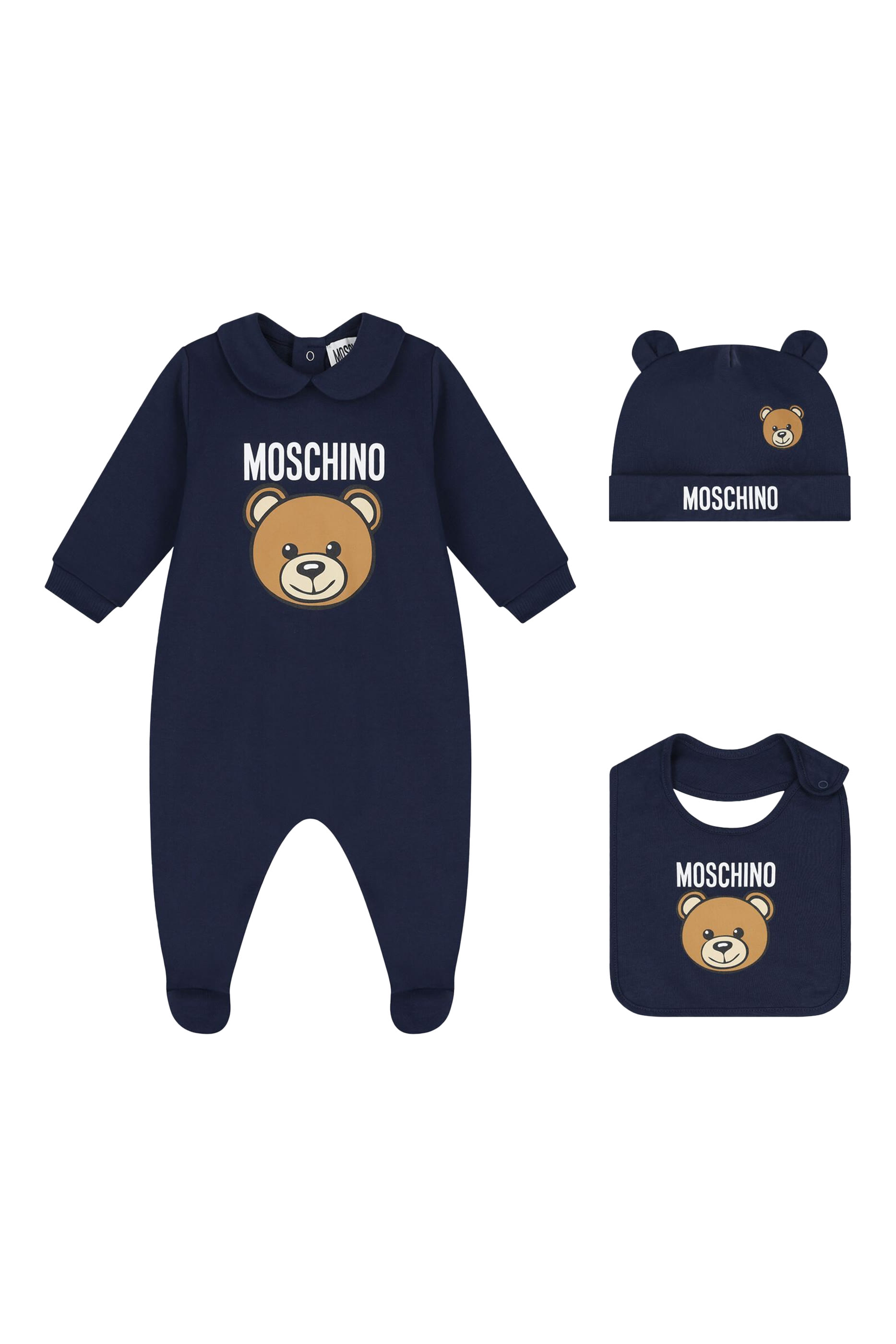 طقم مريلة وقبعة برقعة الدب تيدي للأطفال