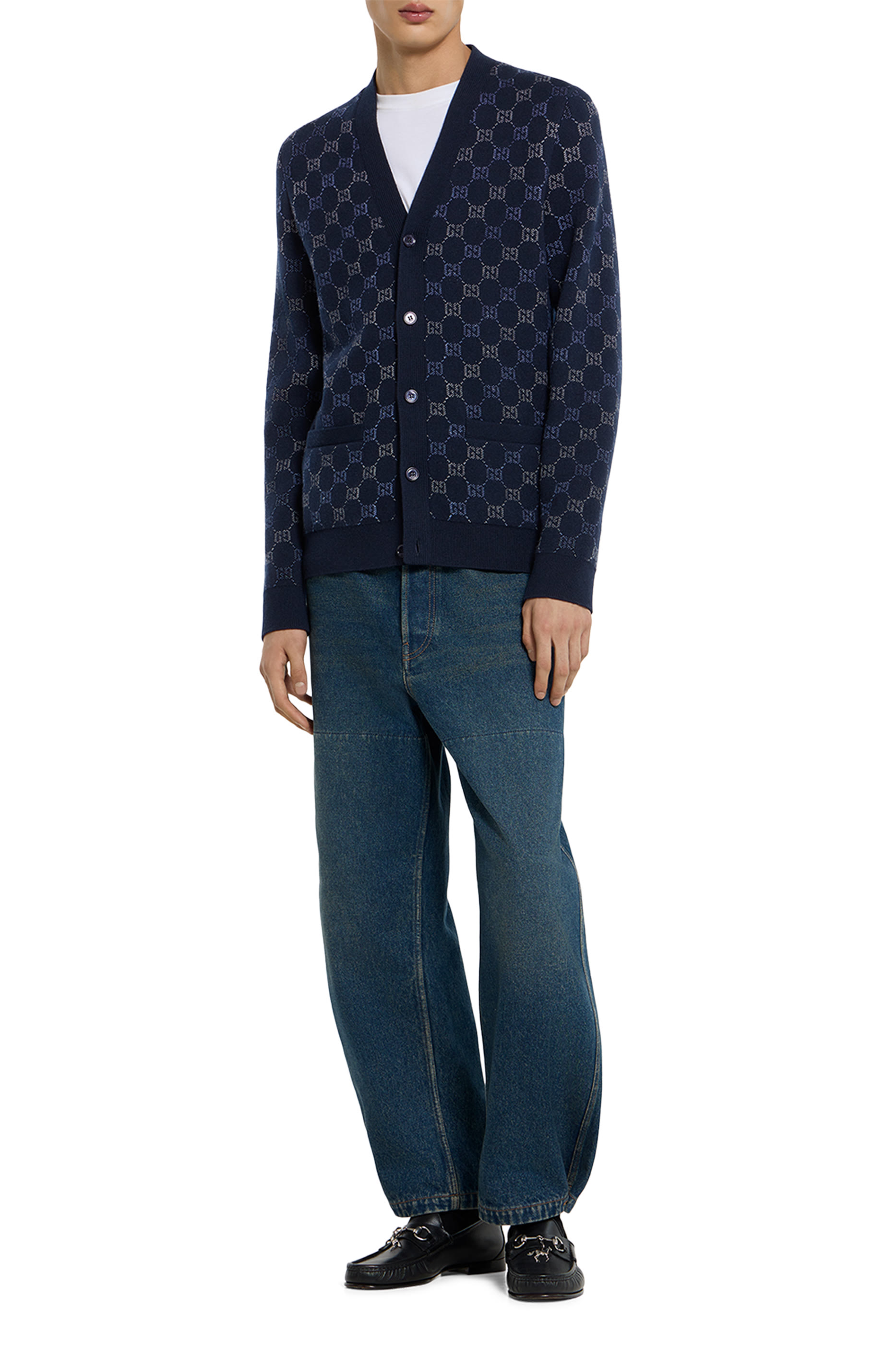 كنزة بنقشة حرفي شعار الماركة نسيج صوف مزدوج