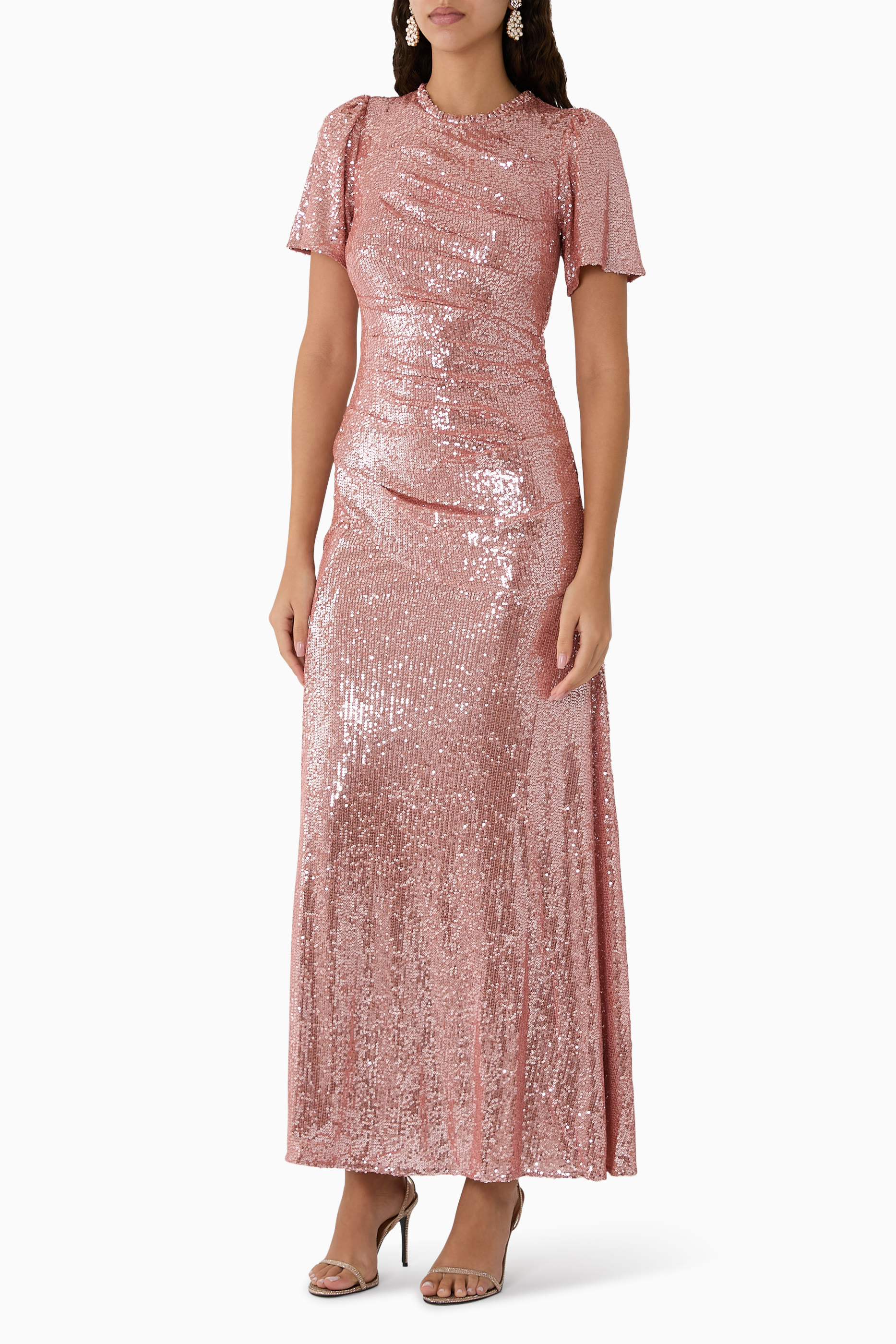 فستان سهرة فالنتينا بياقة مستديرة