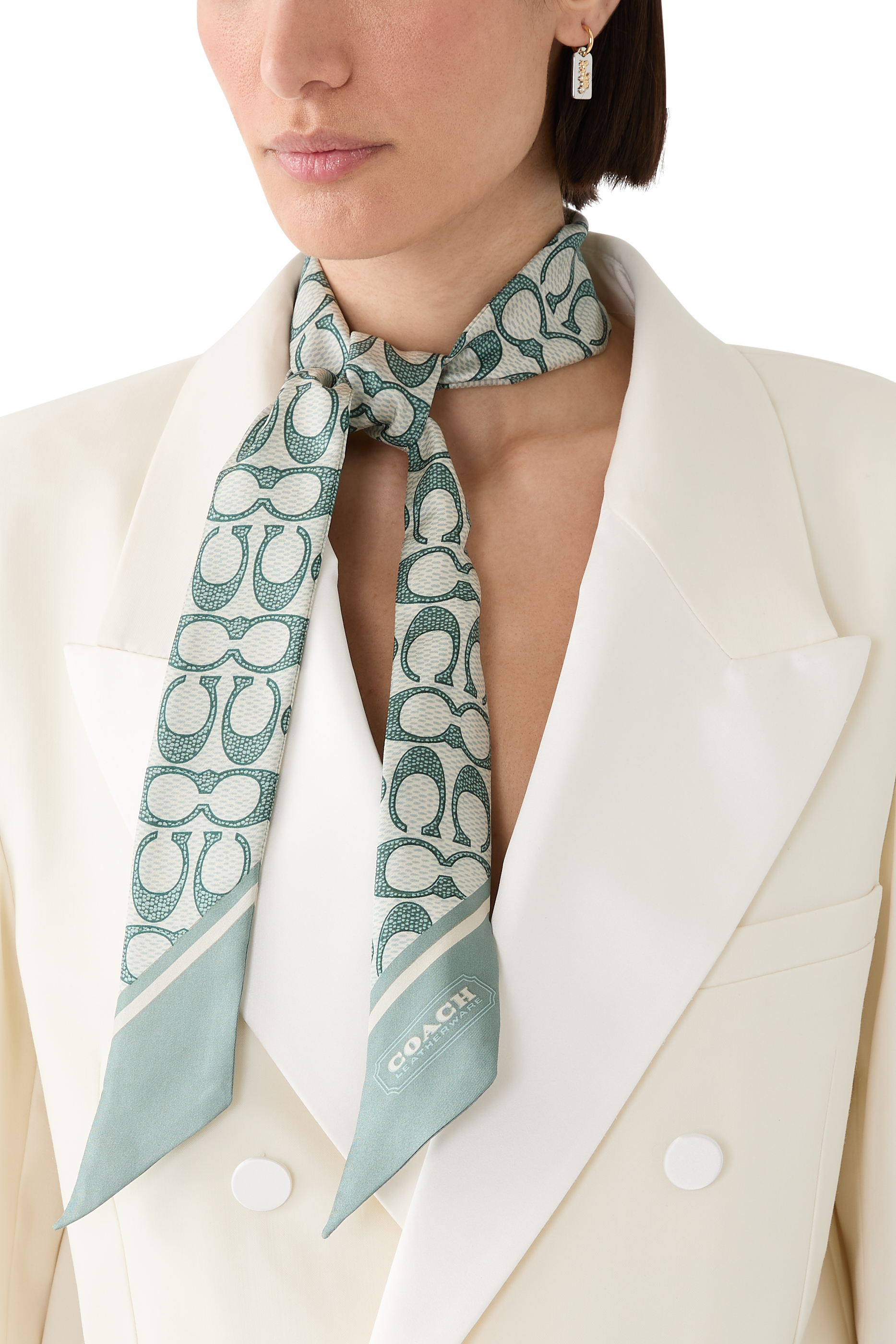 وشاح كلاسيكي بطبعات شعار الماركة حرير