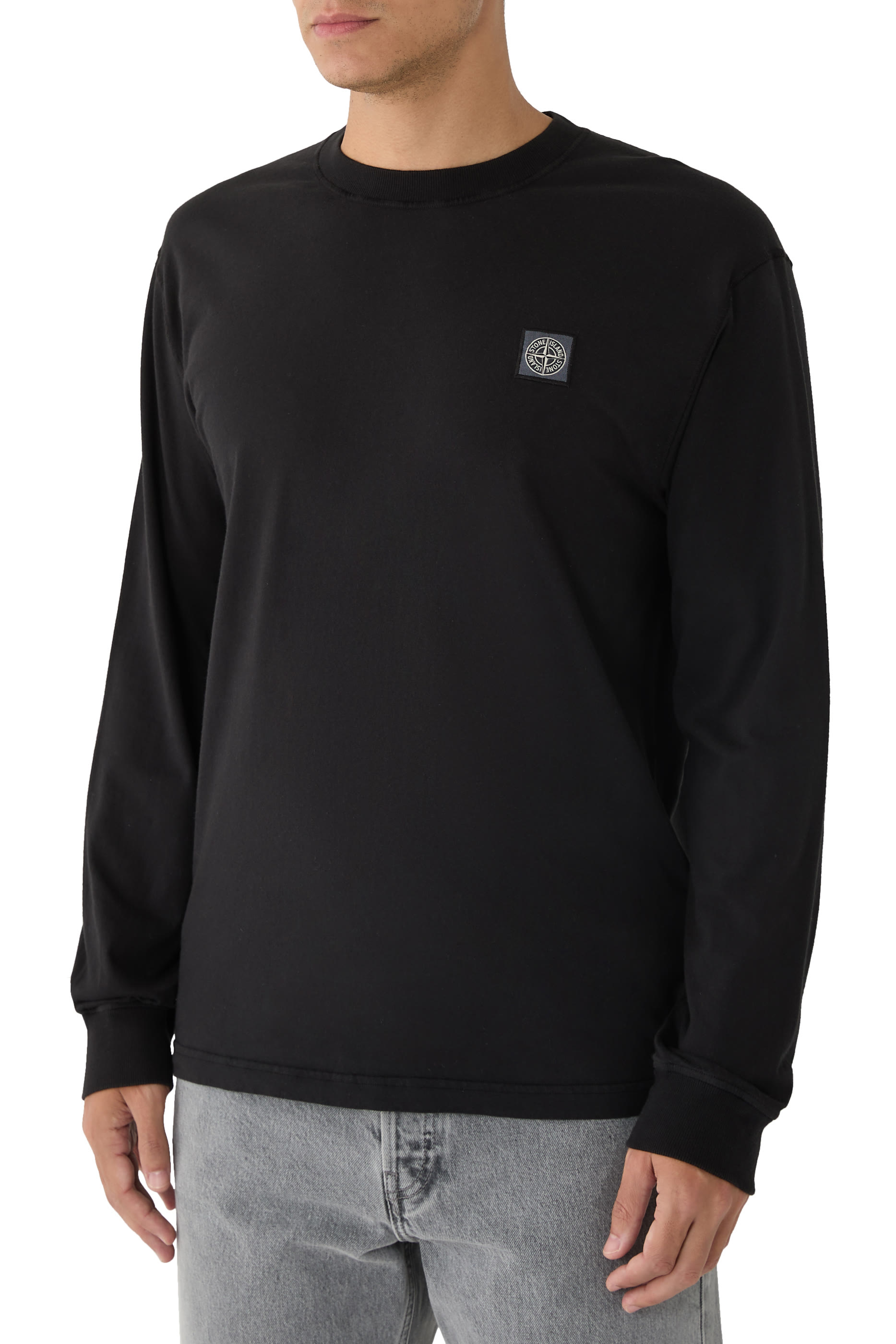 تيشيرت بأكمام طويلة قماش معالج بتقنية فيساتو