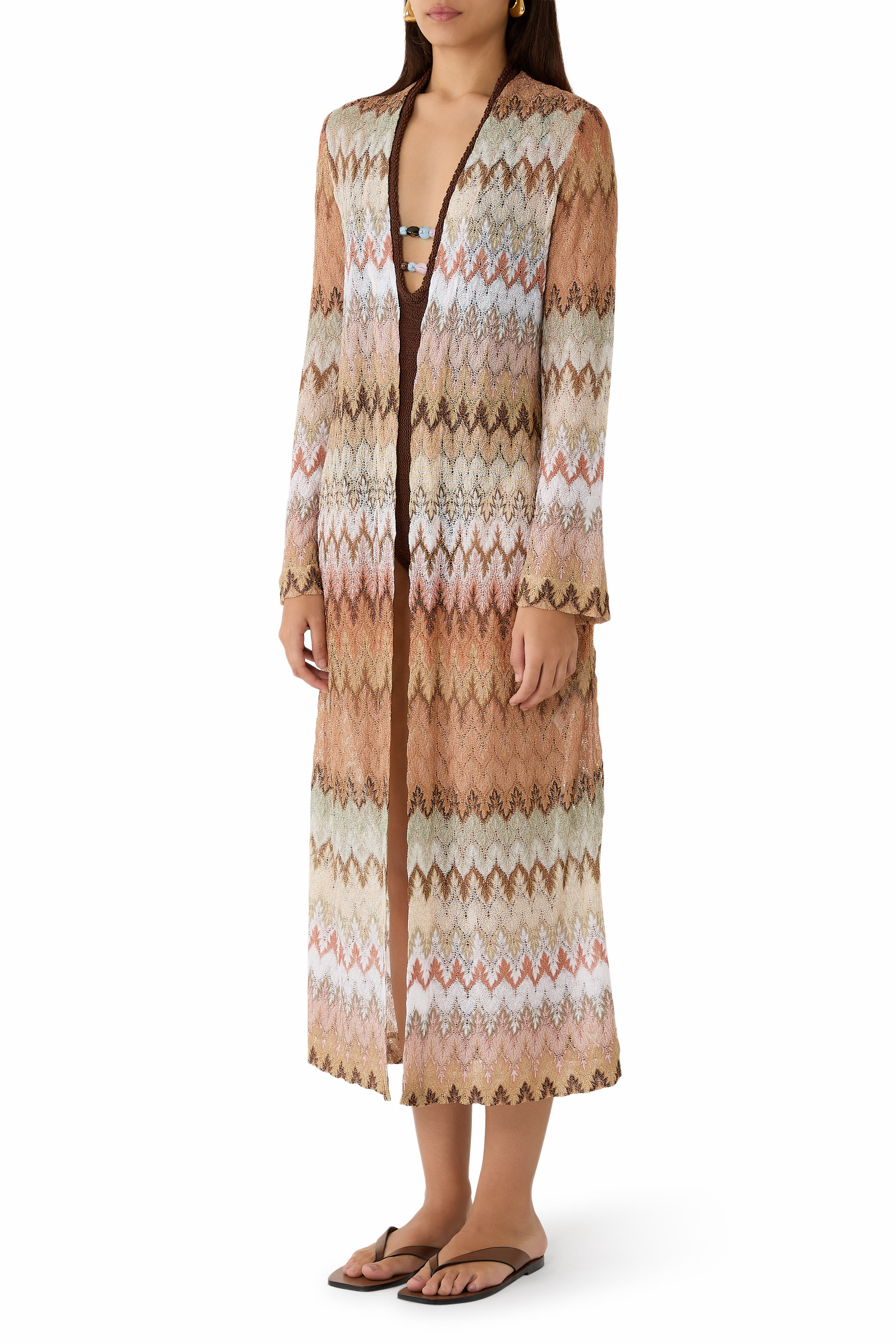 Long Zig Zag Lace Cardigan