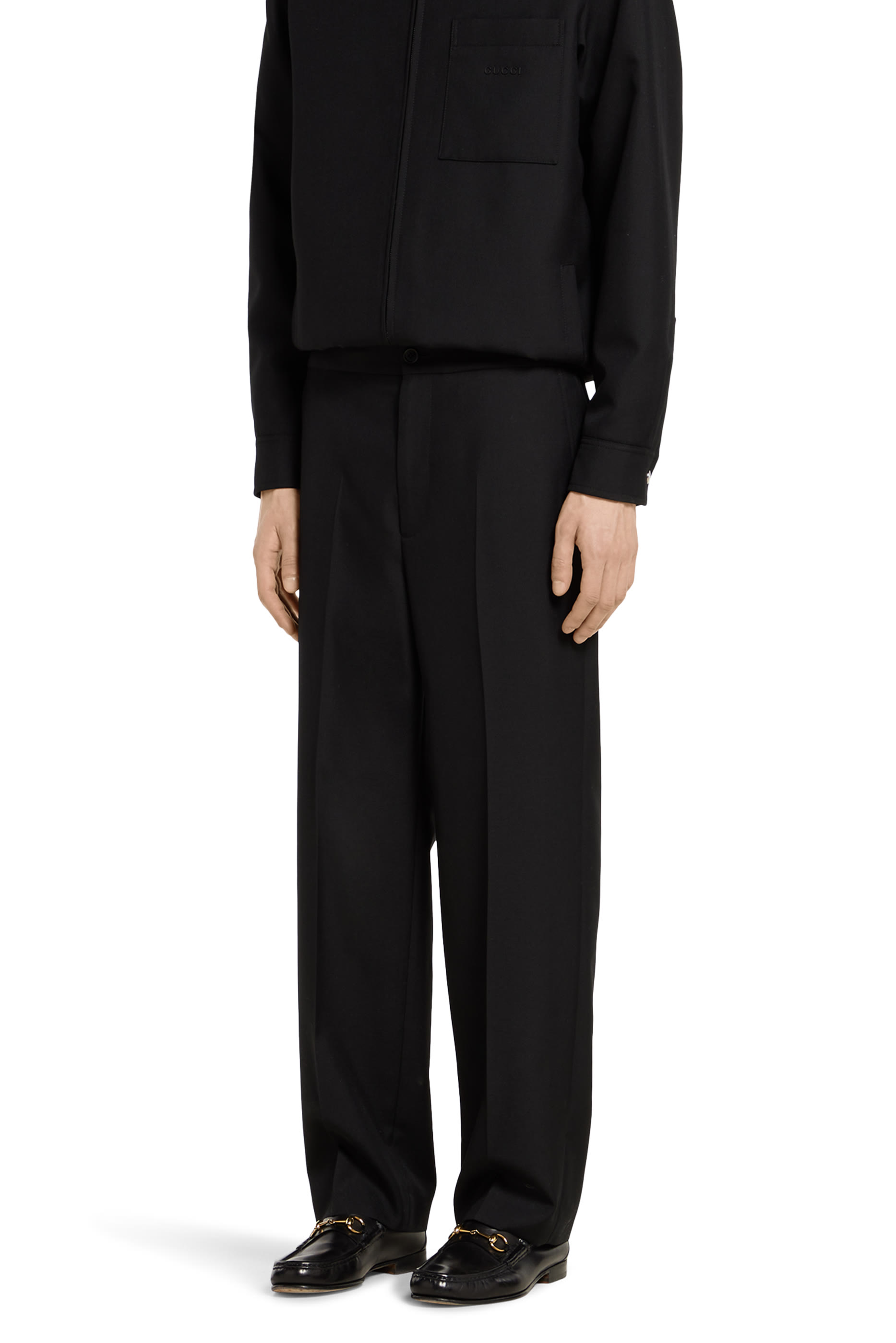 Logo Wool Blend Twill Pants