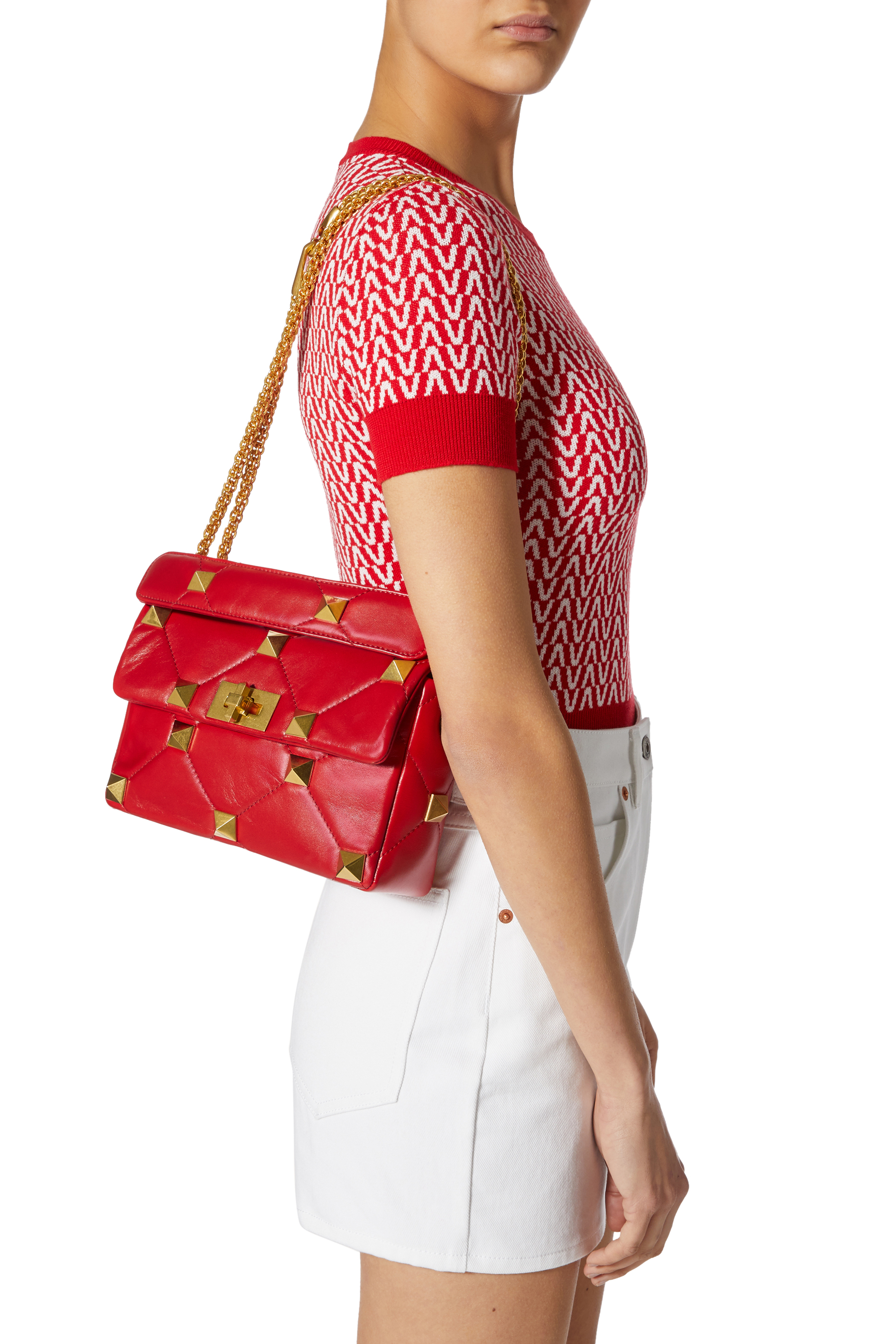 حقيبة فالنتينو غارافاني رومان جلد بحلي