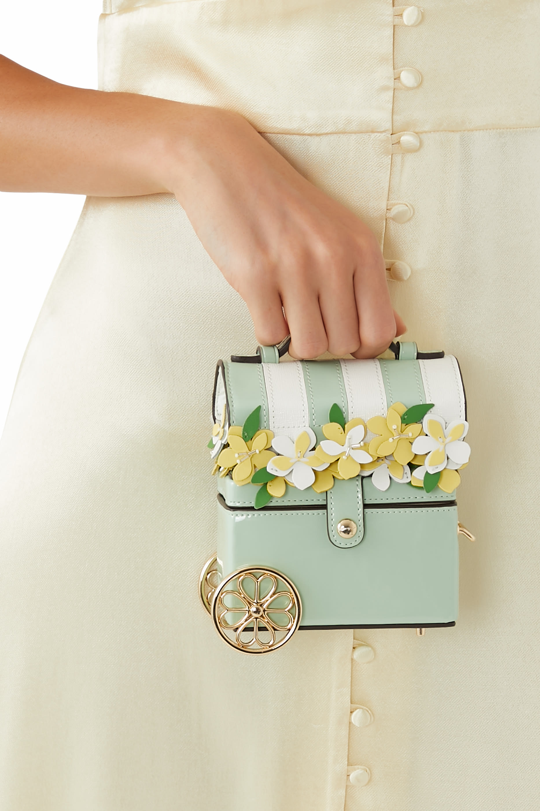 حقيبة سفر لمستحضرات تجميل بنقشة زهور جلد