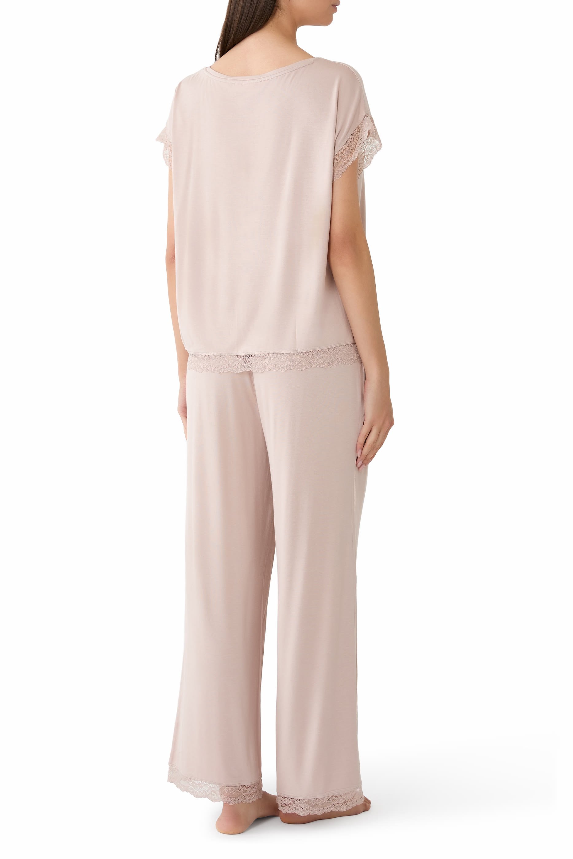 Jersey Lace Hem Pajama Set