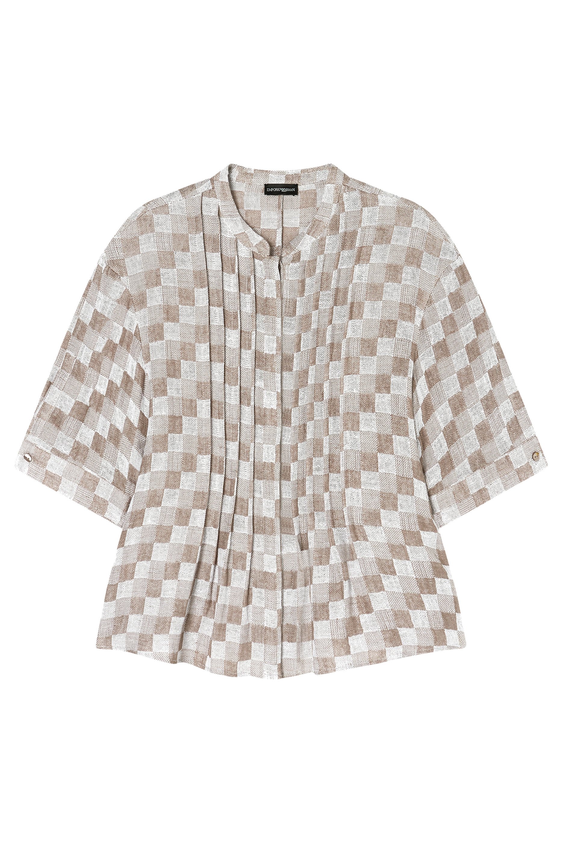 Check Linen Gauze Top