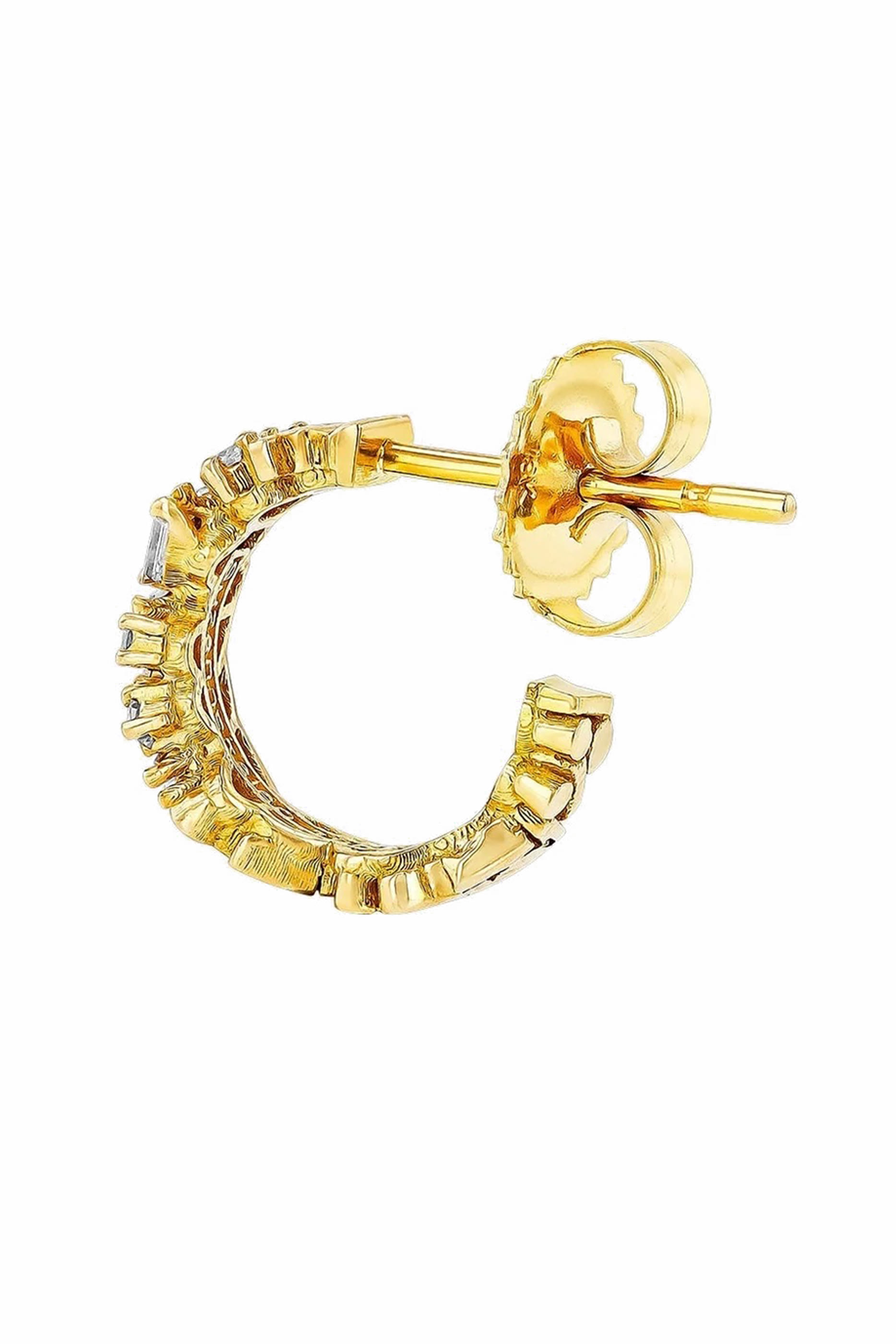 أقراط فايروركس دائرية مرصعة بالماس ذهب أصفر عيار 18